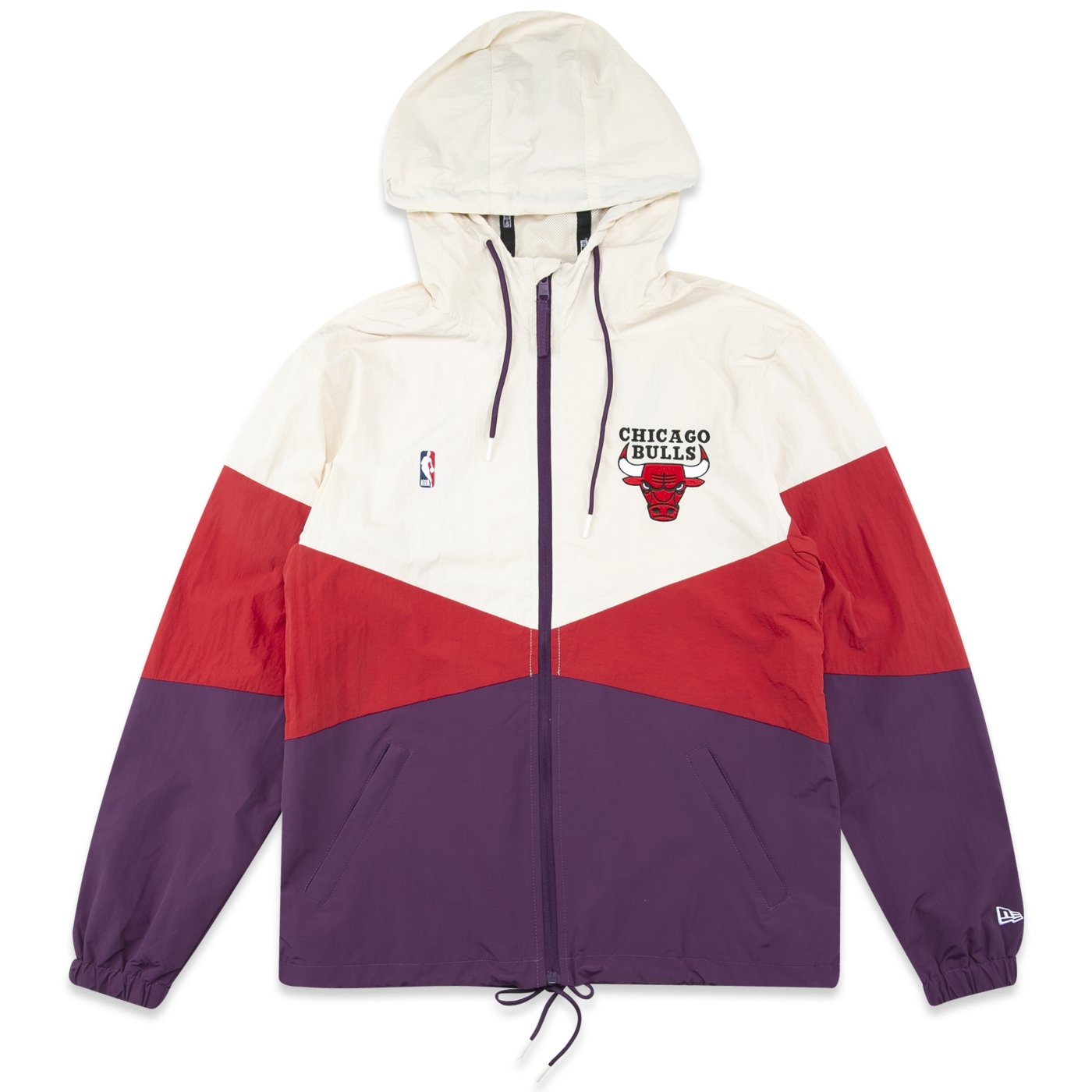 Jaqueta New Era Corta Vento NBA Chicago Bulls Institutional Style Vermelho/Off White 1