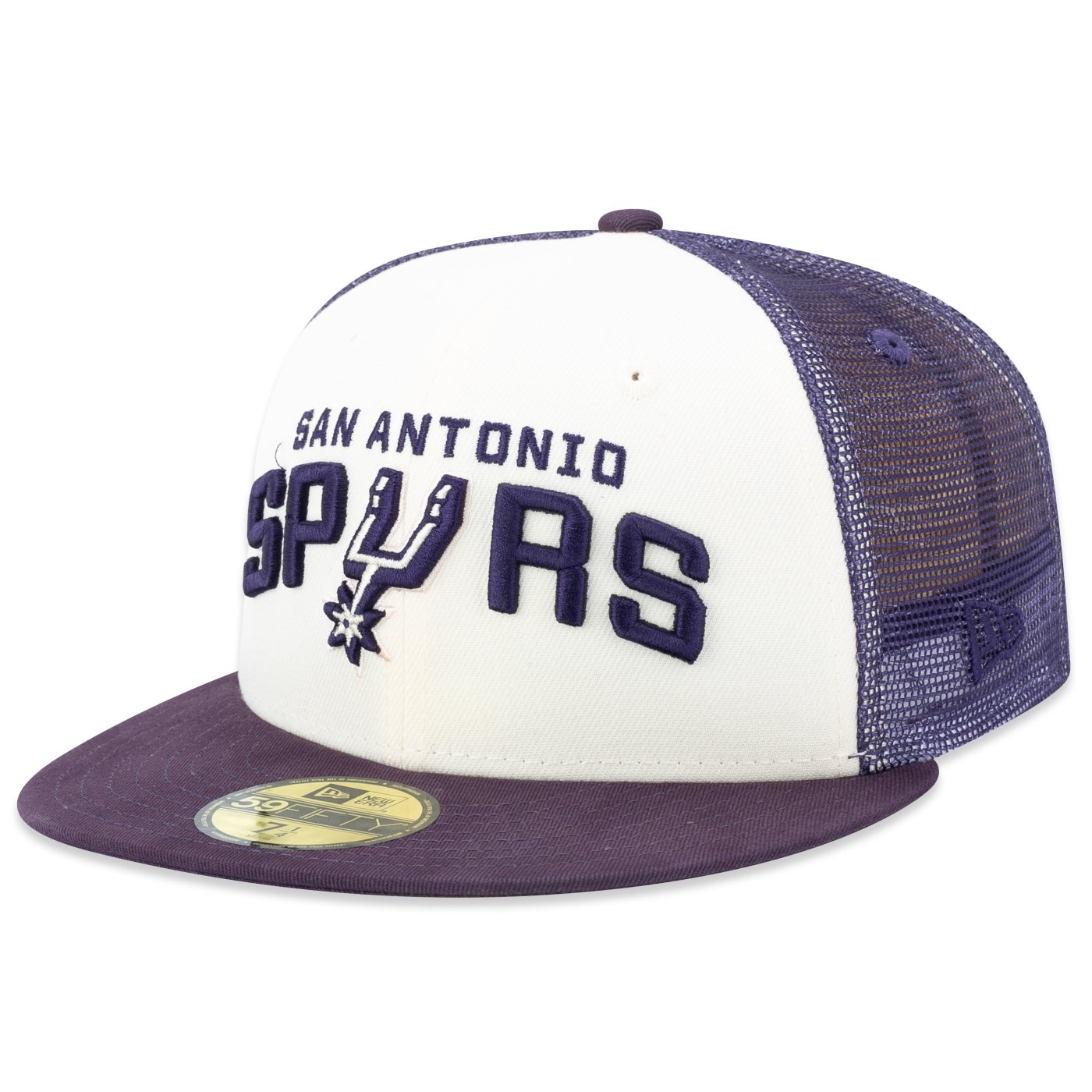 Bone New Era 59FIFTY Fitted Trucker NBA San Antonio Spurs Sunset Off White/Roxo 1