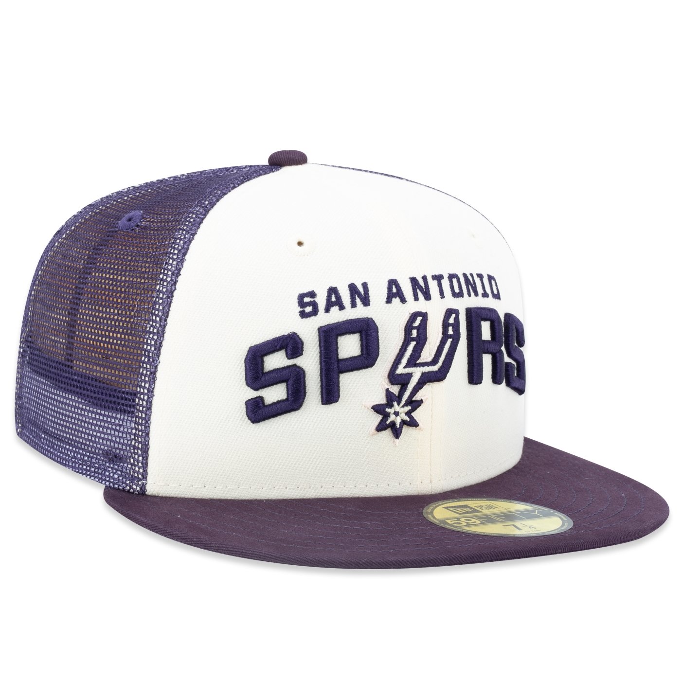 Bone New Era 59FIFTY Fitted Trucker NBA San Antonio Spurs Sunset Off White/Roxo 3