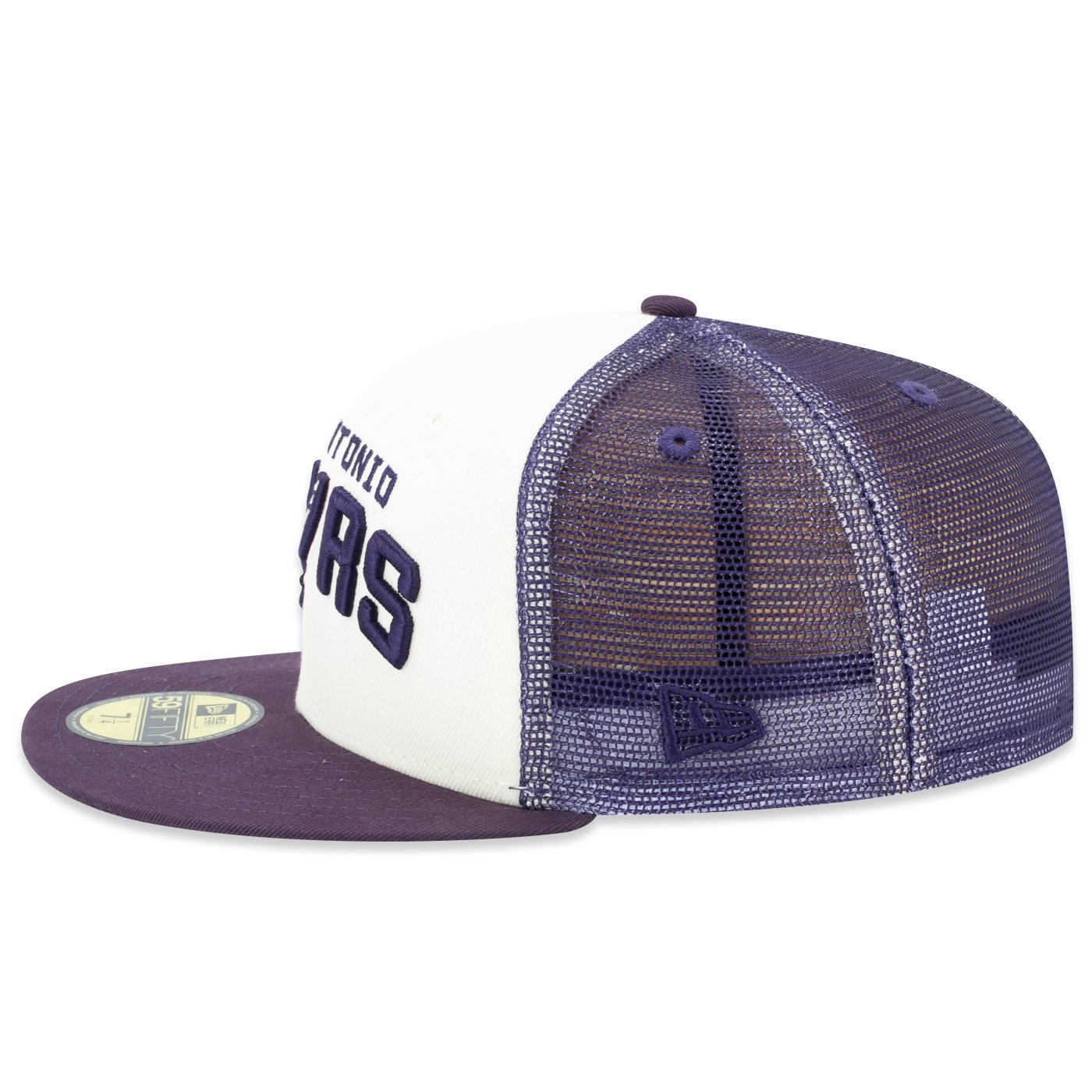 Bone New Era 59FIFTY Fitted Trucker NBA San Antonio Spurs Sunset Off White/Roxo 4