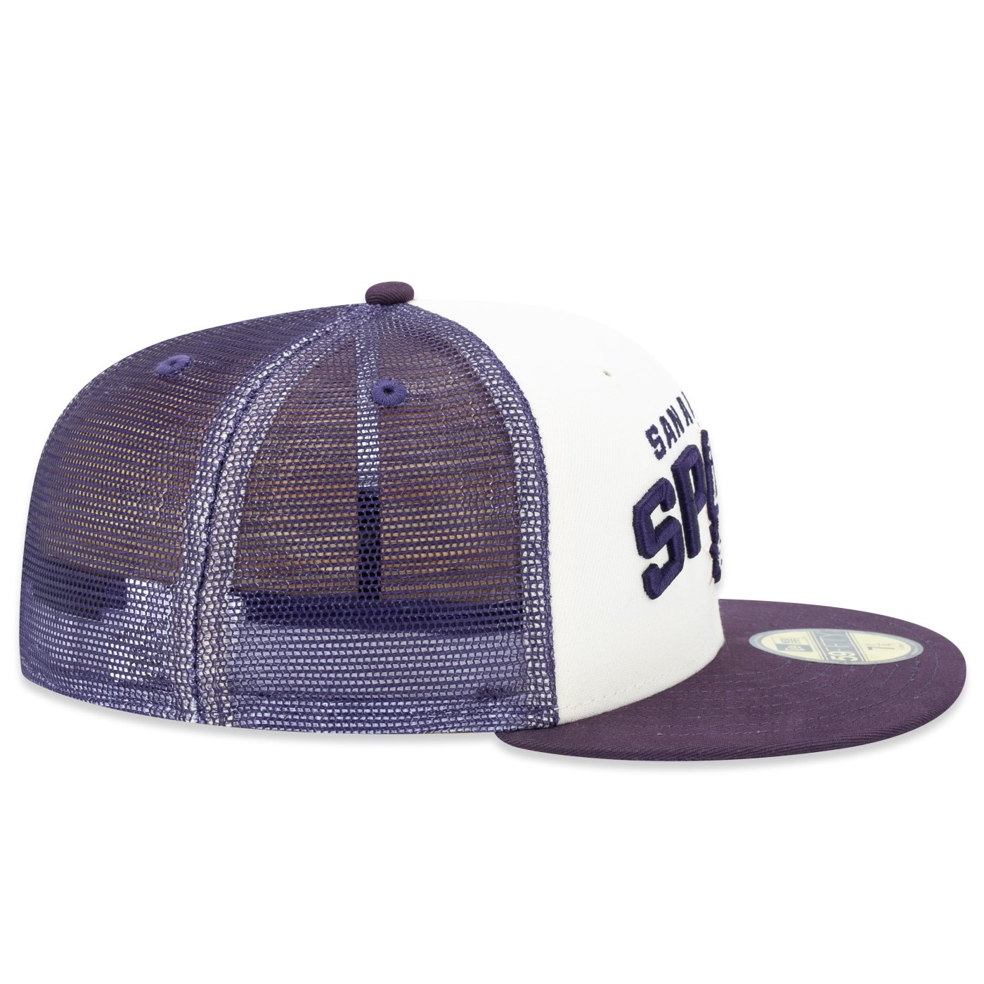 Bone New Era 59FIFTY Fitted Trucker NBA San Antonio Spurs Sunset Off White/Roxo 5