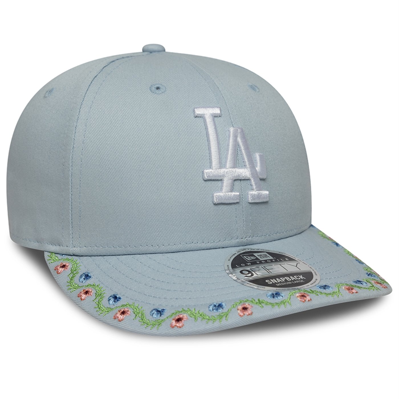 Bone New Era 9FIFTY Low Profile Los Angeles Dodgers MLB Floral Azul 3