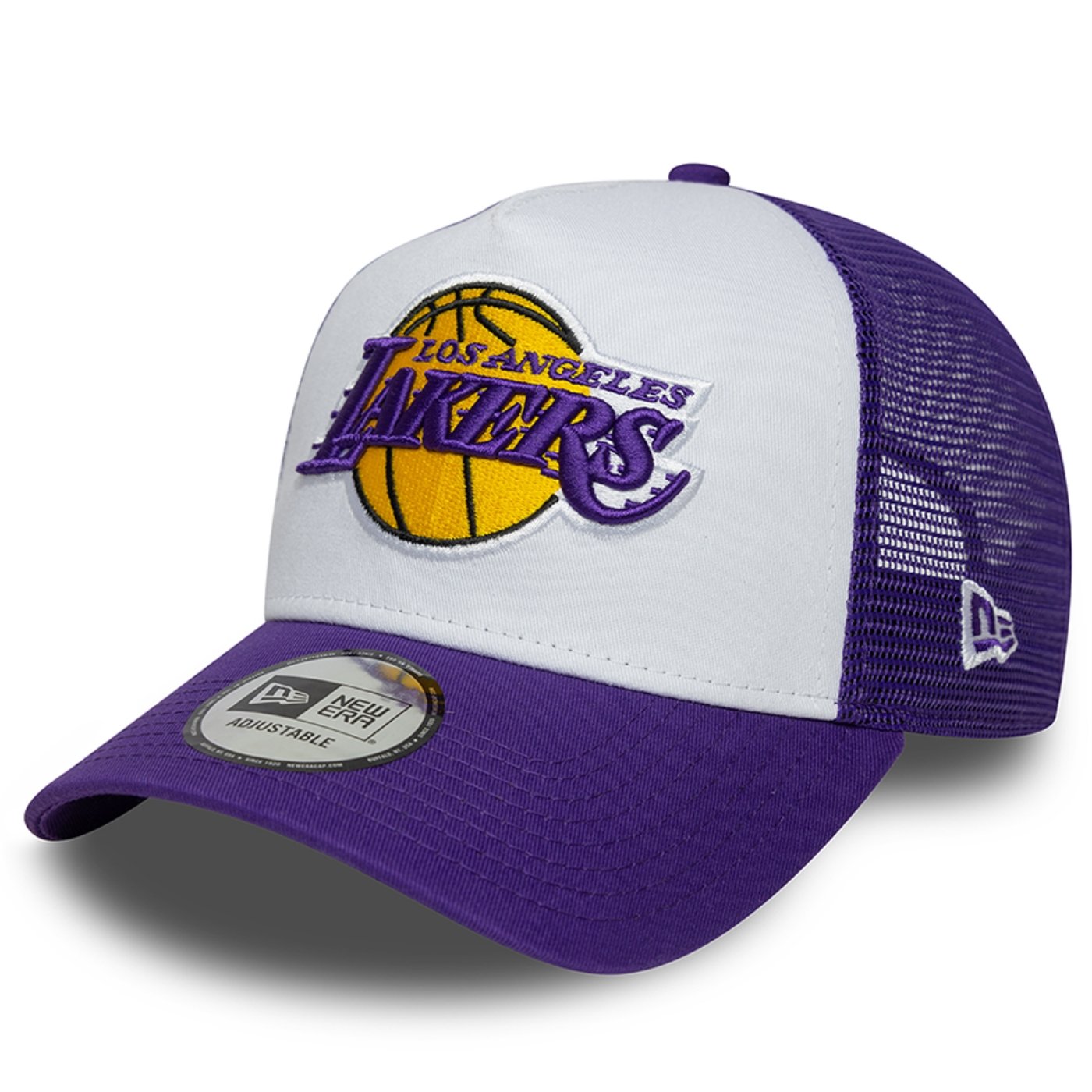 Bone New Era 9FORTY A-Frame Trucker NBA Los Angeles Lakers Side Patch Roxo 1