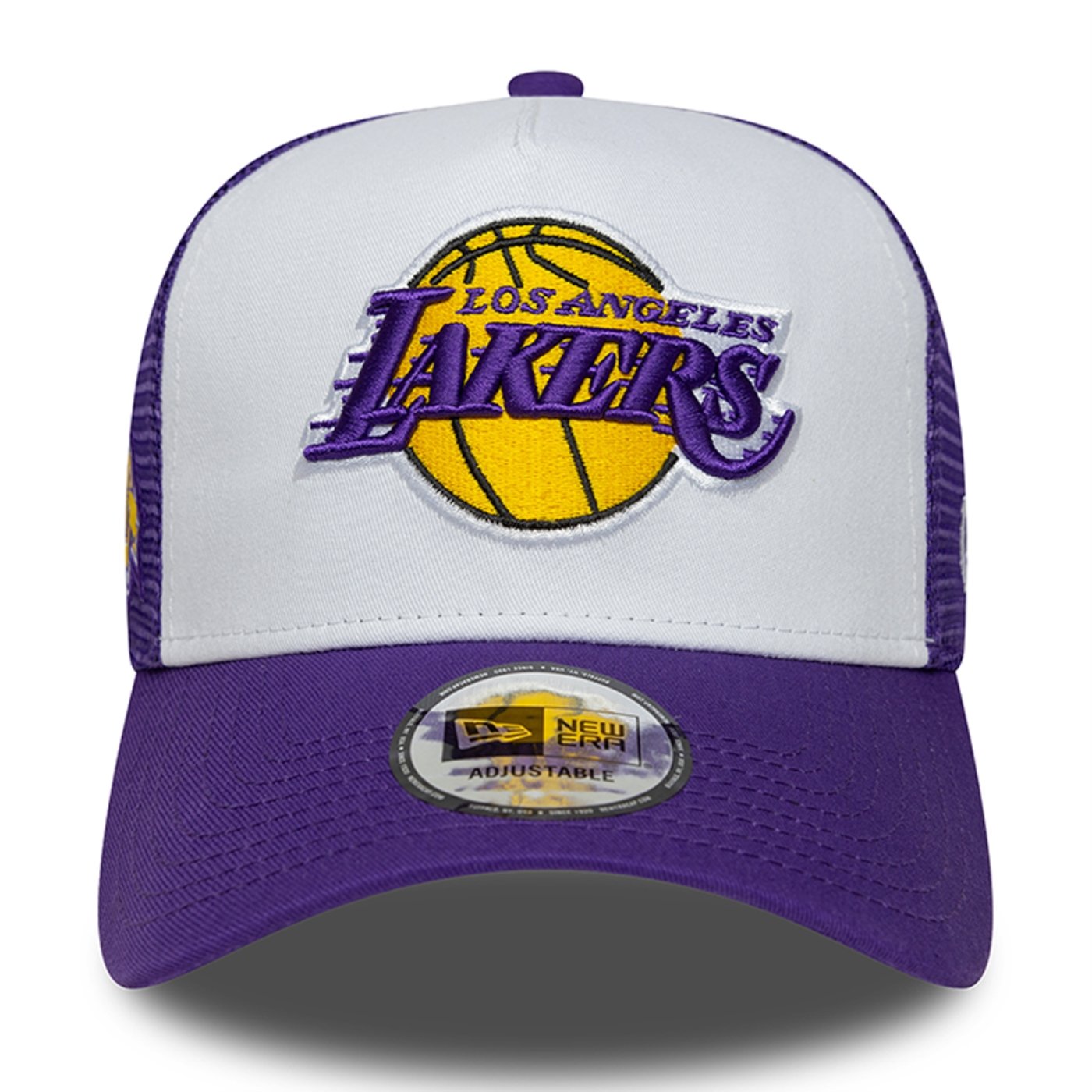 Bone New Era 9FORTY A-Frame Trucker NBA Los Angeles Lakers Side Patch Roxo 2