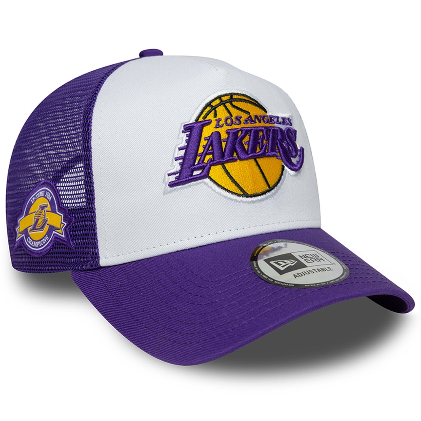 Bone New Era 9FORTY A-Frame Trucker NBA Los Angeles Lakers Side Patch Roxo 3