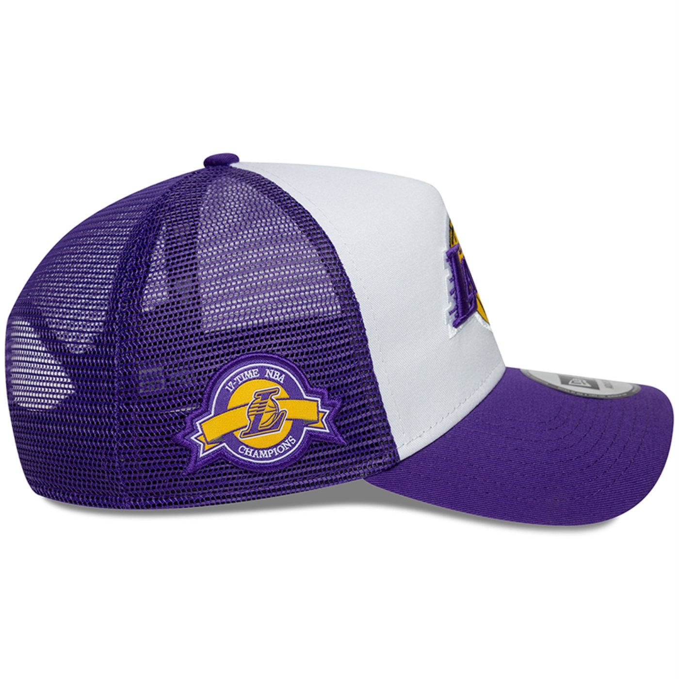 Bone New Era 9FORTY A-Frame Trucker NBA Los Angeles Lakers Side Patch Roxo 4