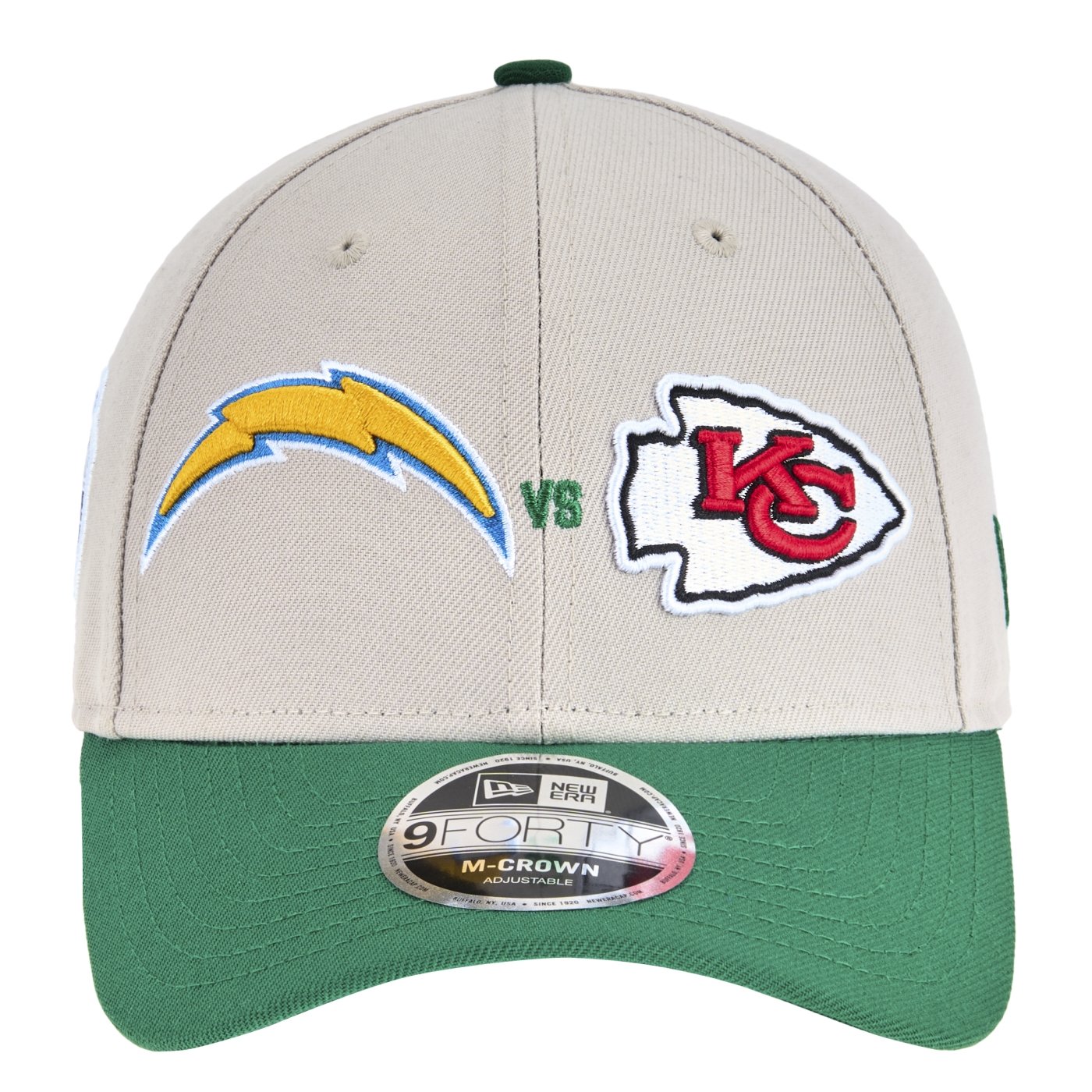 Bone New Era 9FORTY M-Crown Chargers x Chief NFL Game 2025 Bege/Verde Bone New Era 9FORTY M-Crown Chargers x Chief NFL Game 2025 Bege/Verde