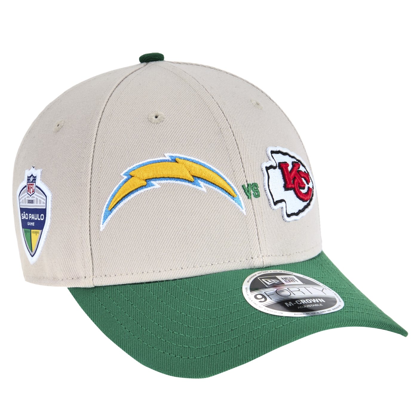 Bone New Era 9FORTY M-Crown Chargers x Chief NFL Game 2025 Bege/Verde 3
