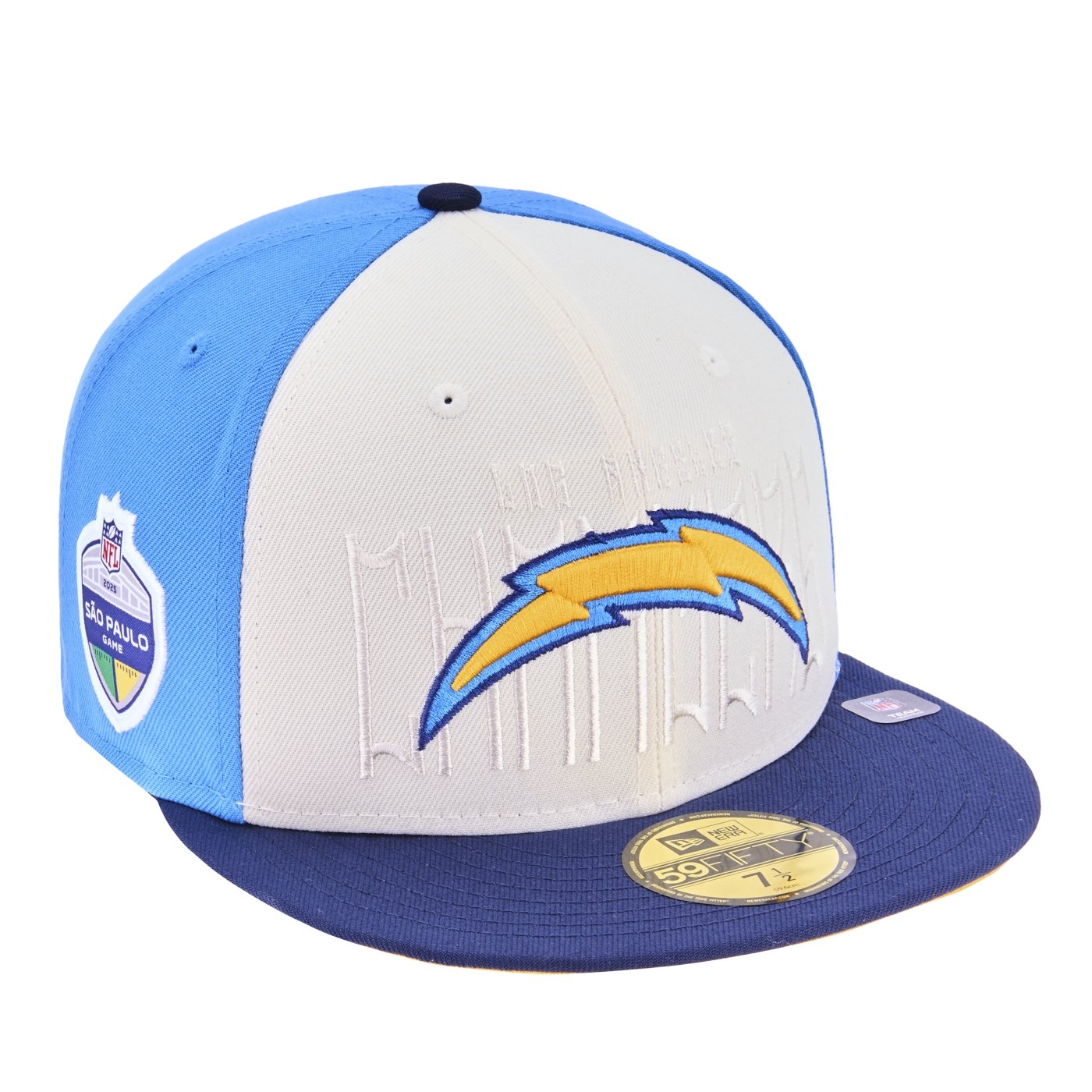 Bone New Era 59FIFTY Fitted Los Angeles Chargers NFL Game 2025 Off White/Azul 3