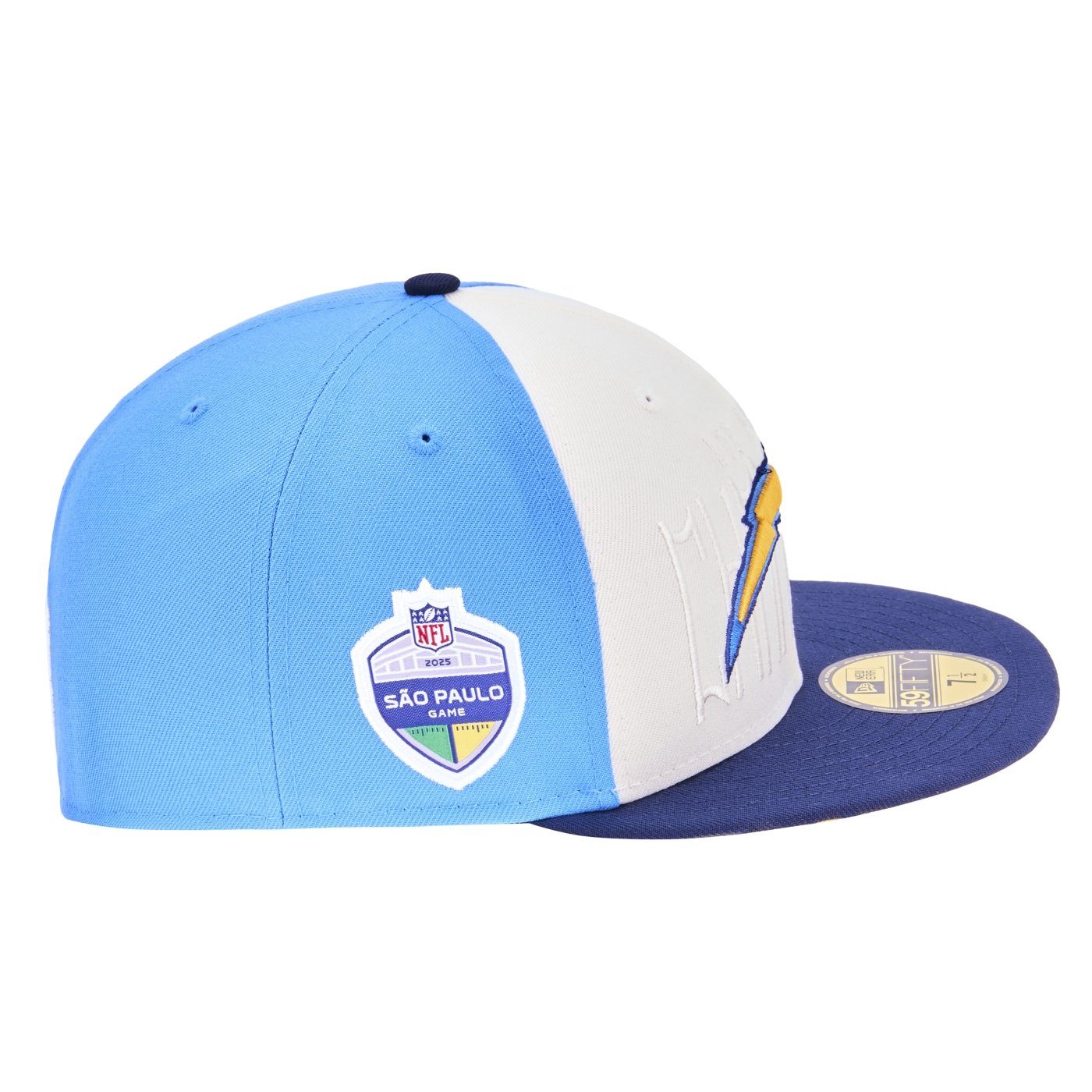 Bone New Era 59FIFTY Fitted Los Angeles Chargers NFL Game 2025 Off White/Azul 4
