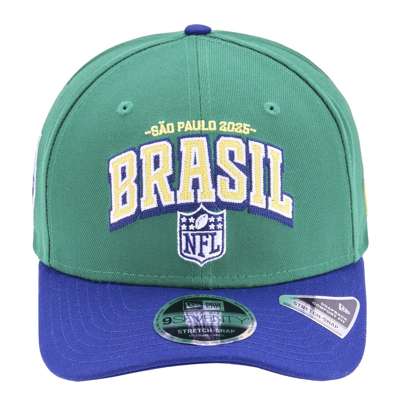 Bone New Era 9SEVENTY Stretch Snap NFL Game Brasil 2025 Verde 2