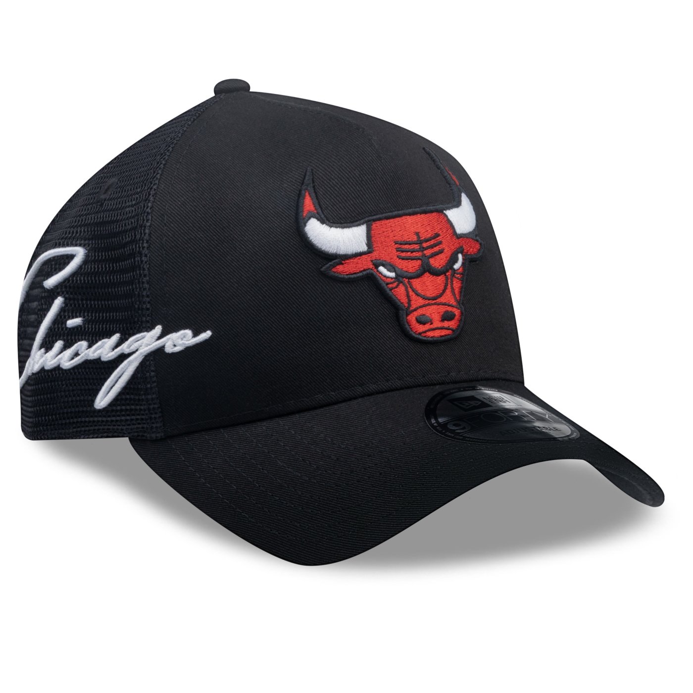 Bone New Era 9FORTY A-Frame Trucker Chicago Bulls NBA Preto Preto 2