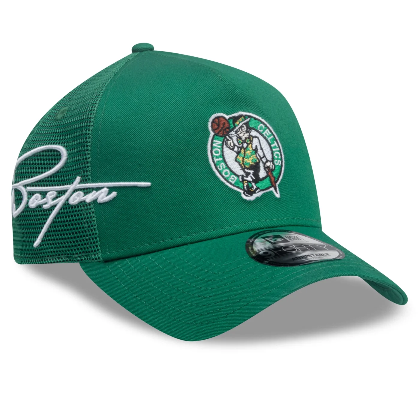 Bone New Era  9FORTY A-Frame Trucker Boston Celtics NBA Verde Verde 3