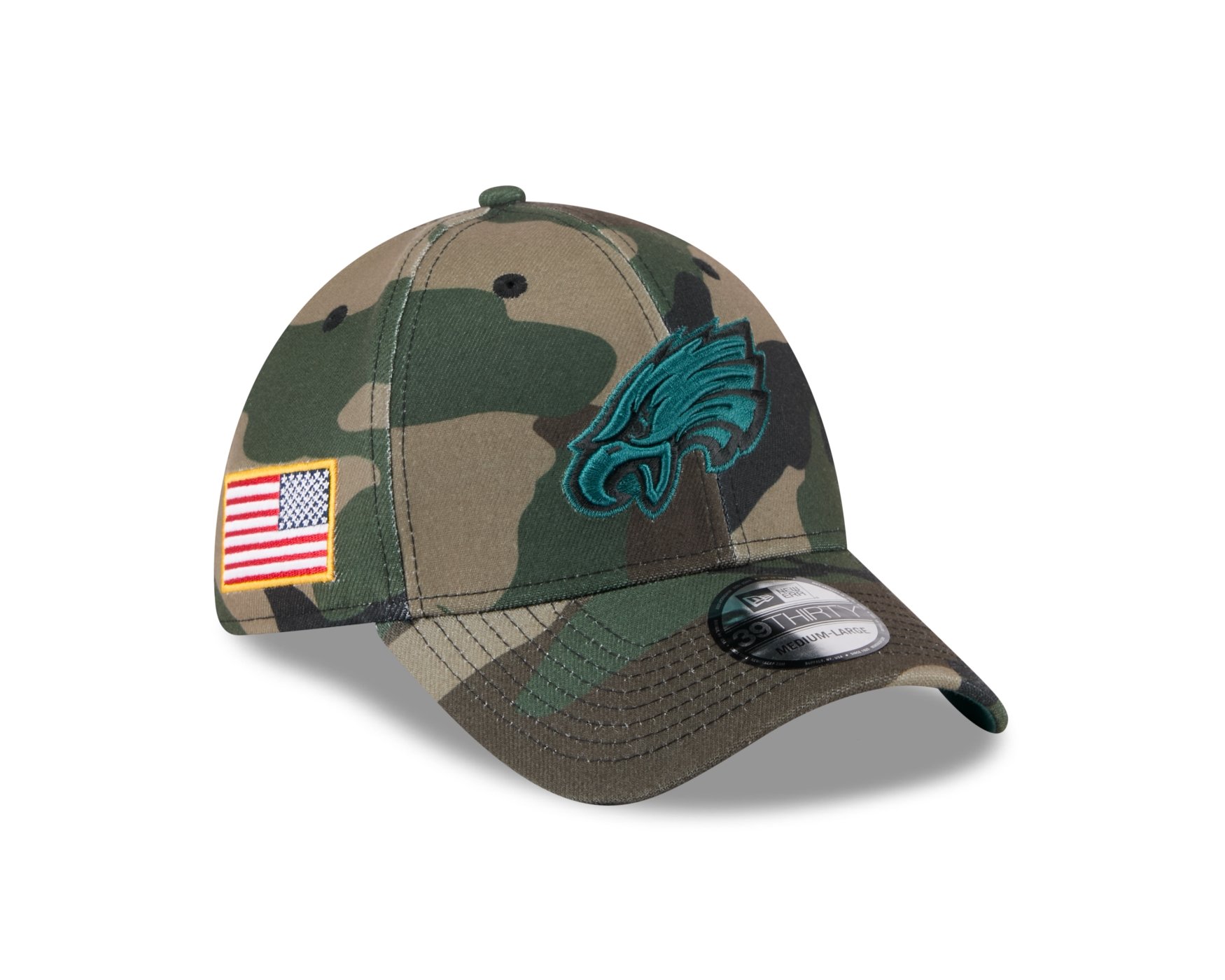 Bone New Era 39THIRTY Philadelphia Eagles NFL Salute Service 2025 Militar Militar 3