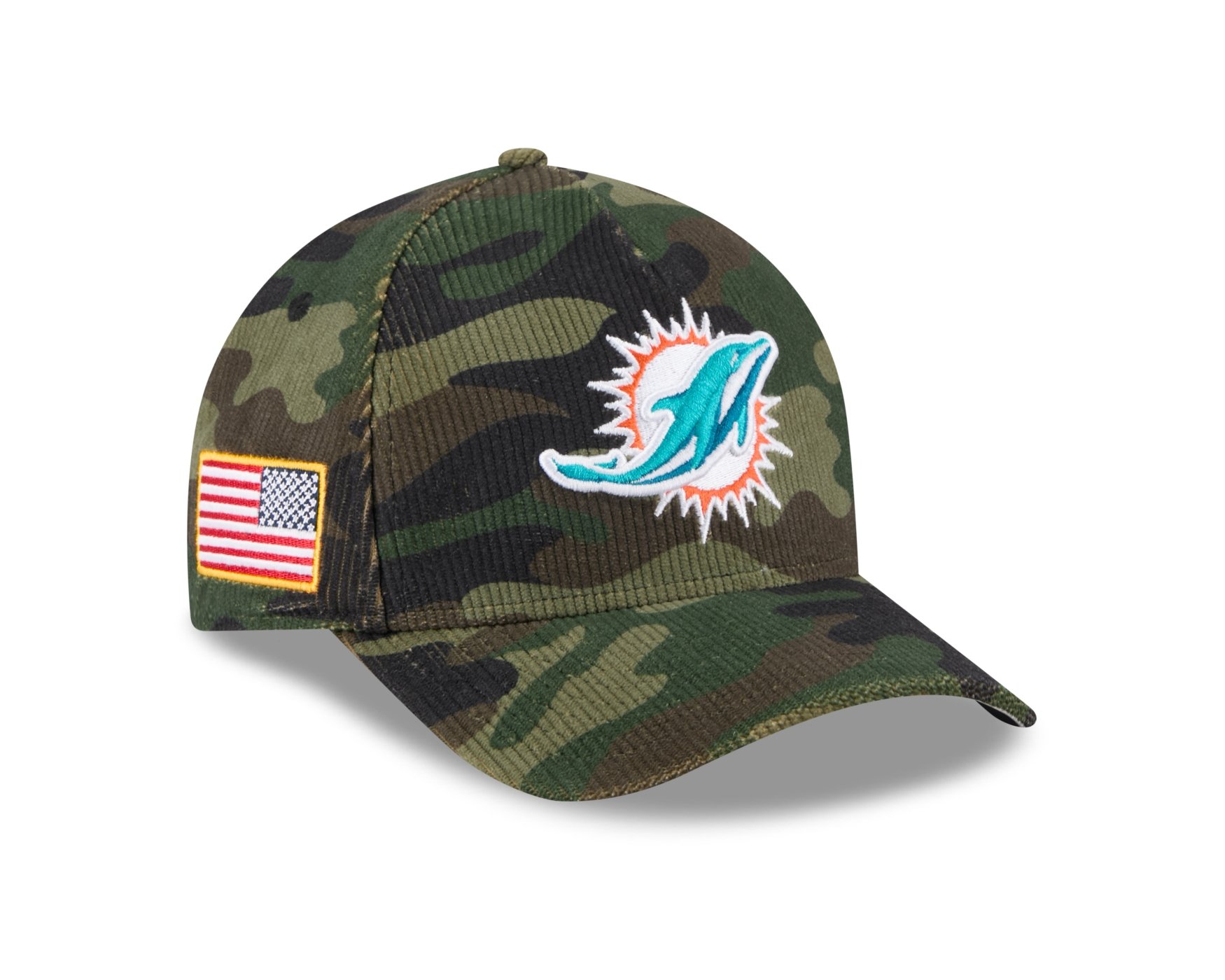 Bone New Era 9FORTY M-CROWN A-FRAME Miami Dolphins NFL Salute Service 2025 Militar Militar 3