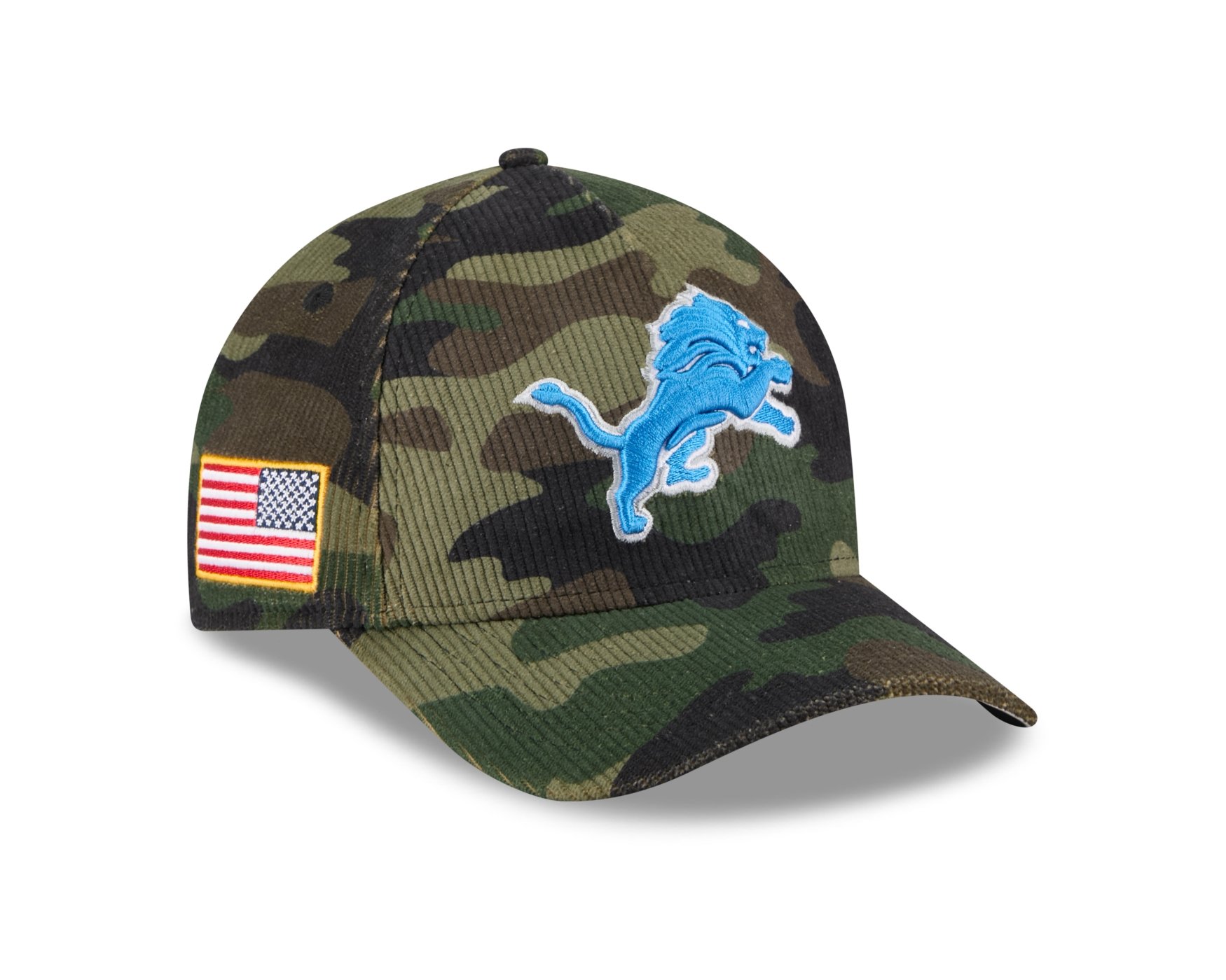 Bone New Era 9FORTY M-CROWN A-FRAME Detroit Lions NFL Salute Service 2025 Militar Verde Militar 3