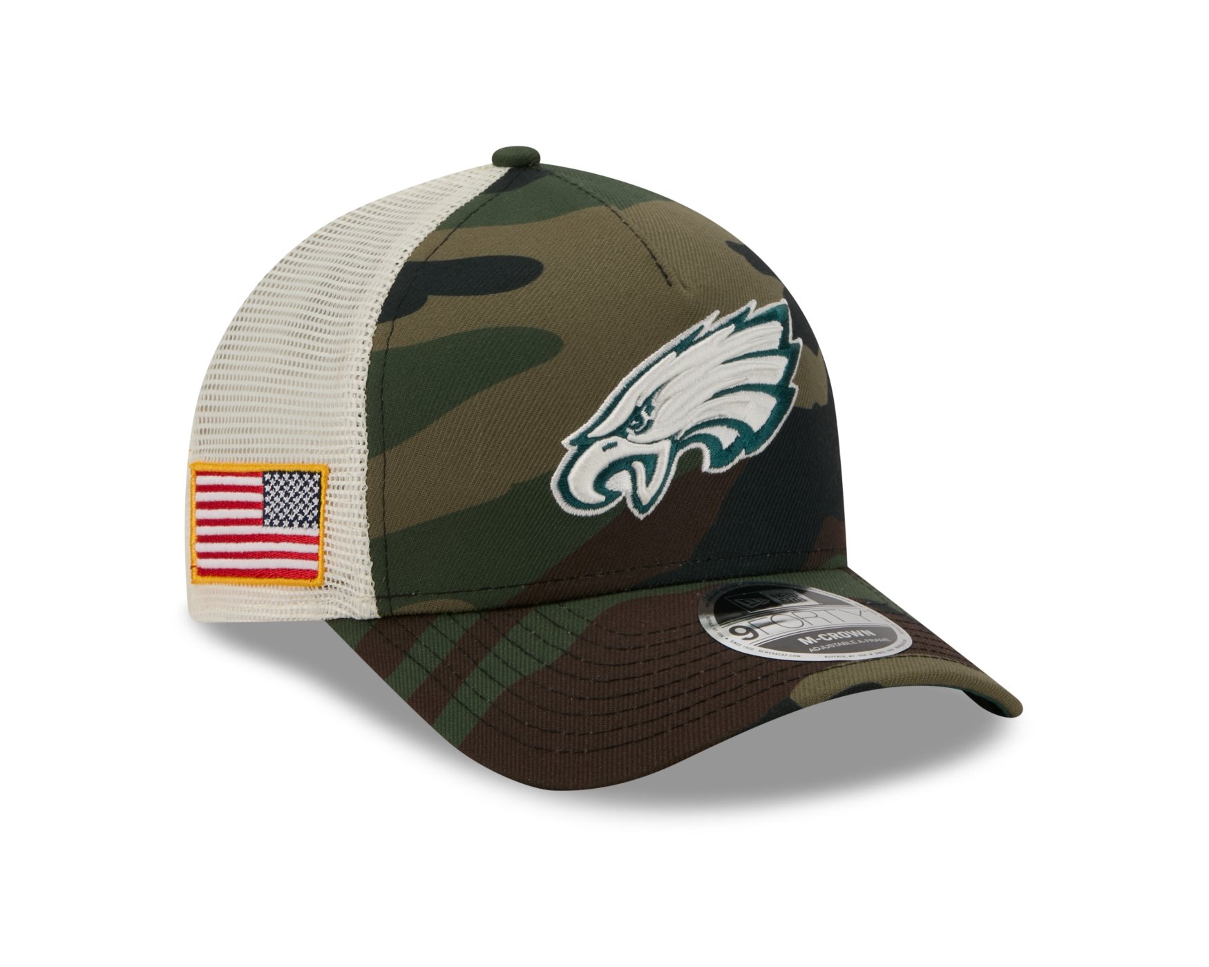 Bone New Era 9FORTY M-CROWN A-FRAME Philadelphia Eagles NFL Salute Service 2025 Militar Militar 3