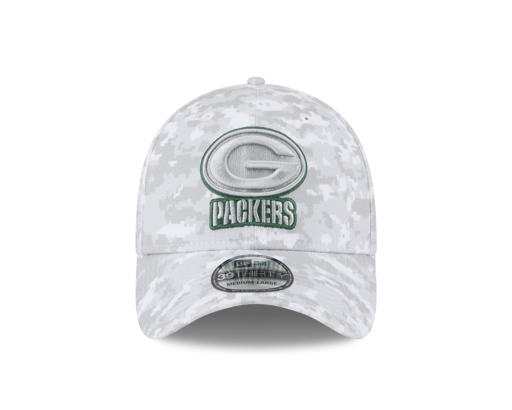 Bone New Era 39THIRTY Green Bay Packers NFL Salute Service 2025 Verde Cinza 2