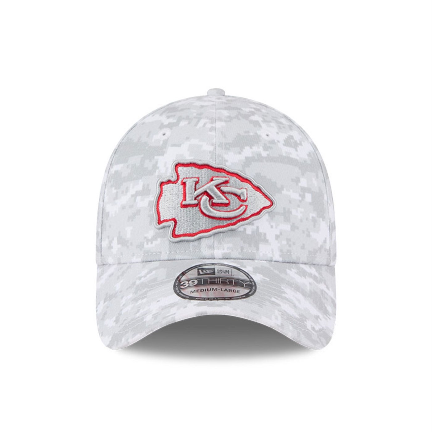Bone New Era 39THIRTY Kansas City Chiefs NFL Salute Service 2025 Vermelho Cinza 2
