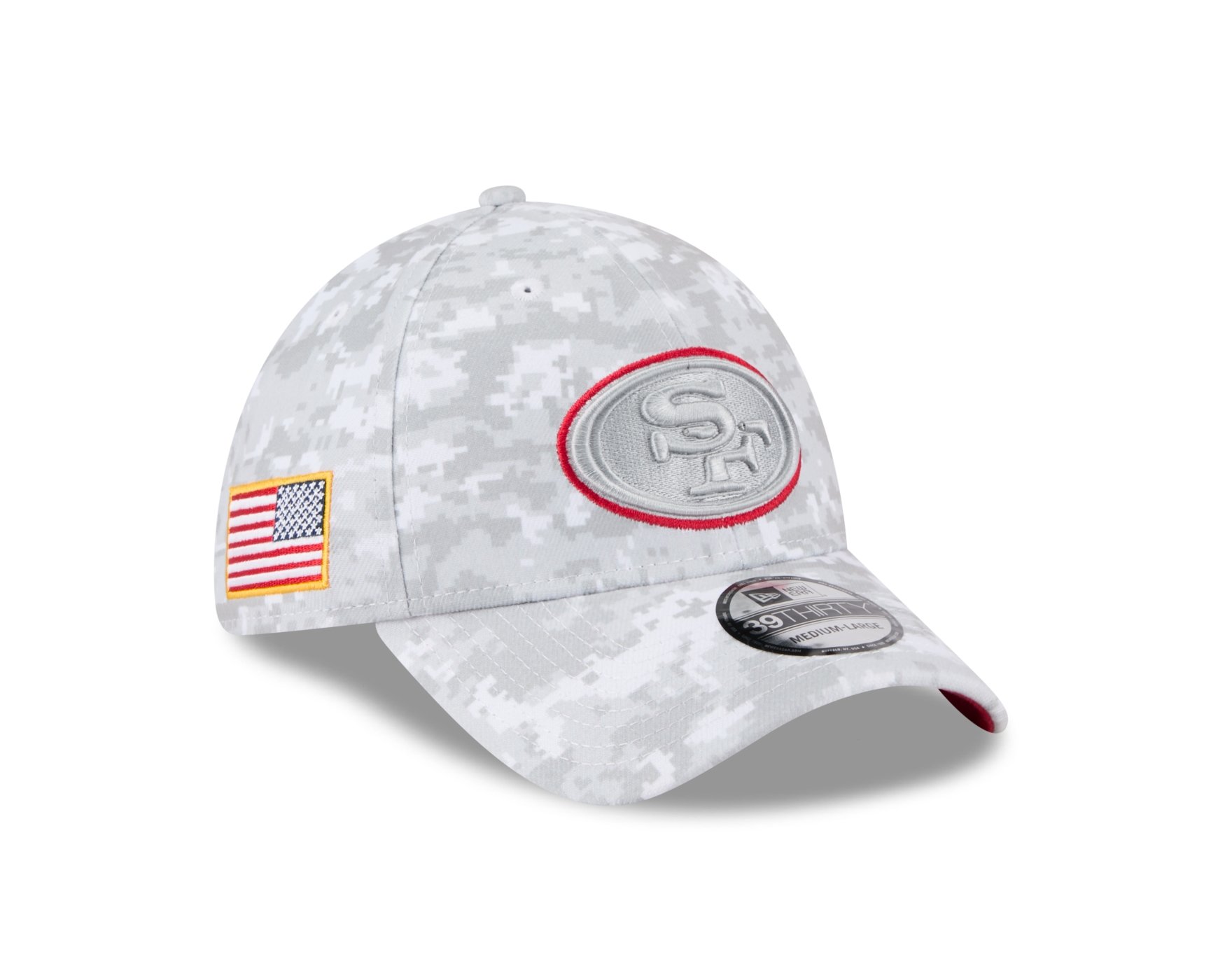 Bone New Era 39THIRTY San Francisco 49ers NFL Salute Service 2025 Militar Cinza 3