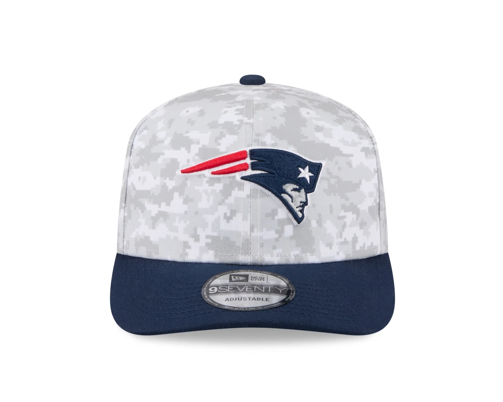 Bone New Era 9SEVENTY New England Patriots NFL Salute Service 2025 Militar Cinza/Azul 2