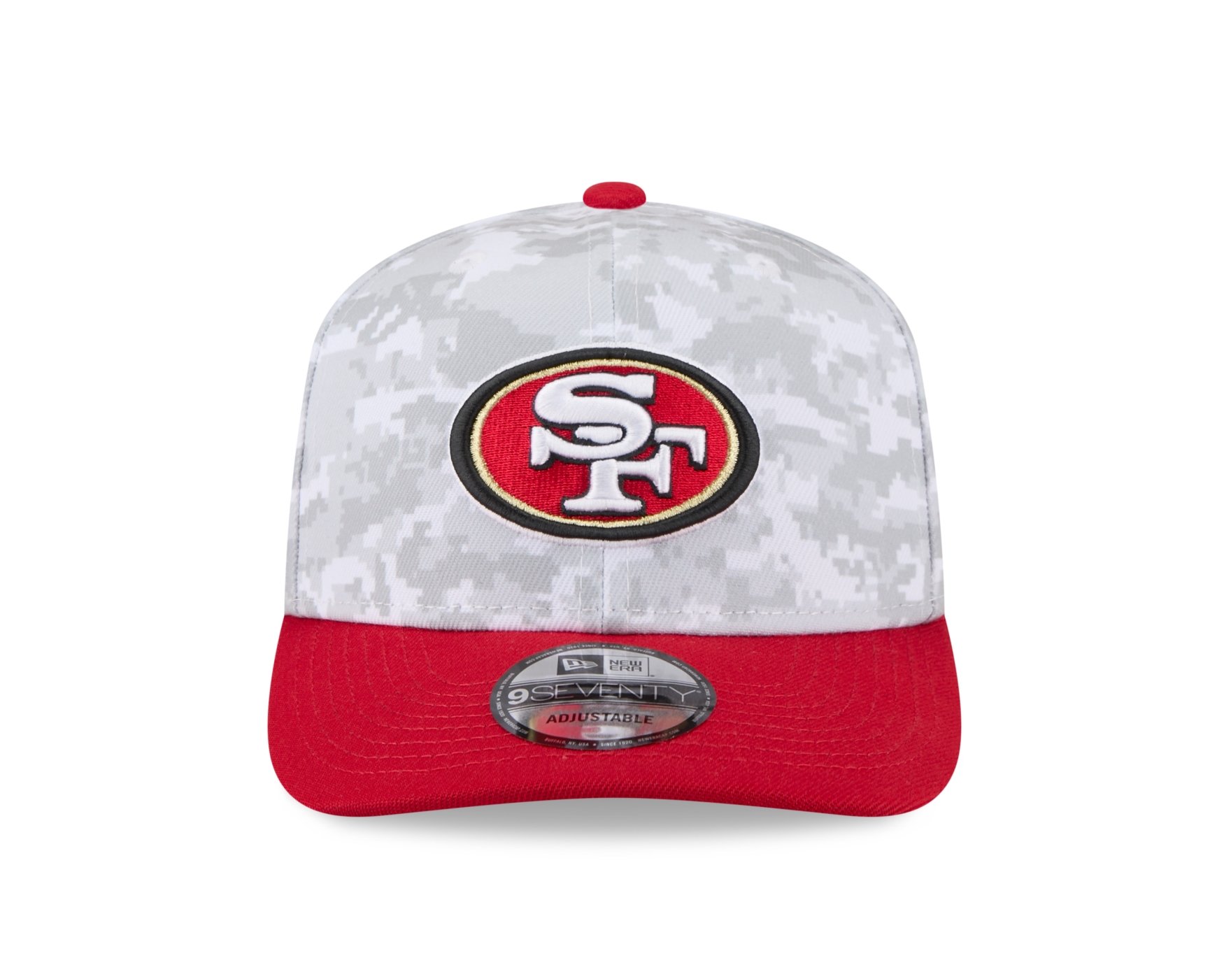 Bone New Era 9SEVENTY San Francisco 49ers NFL Salute Service 2025 Militar Cinza/Vermelho 2