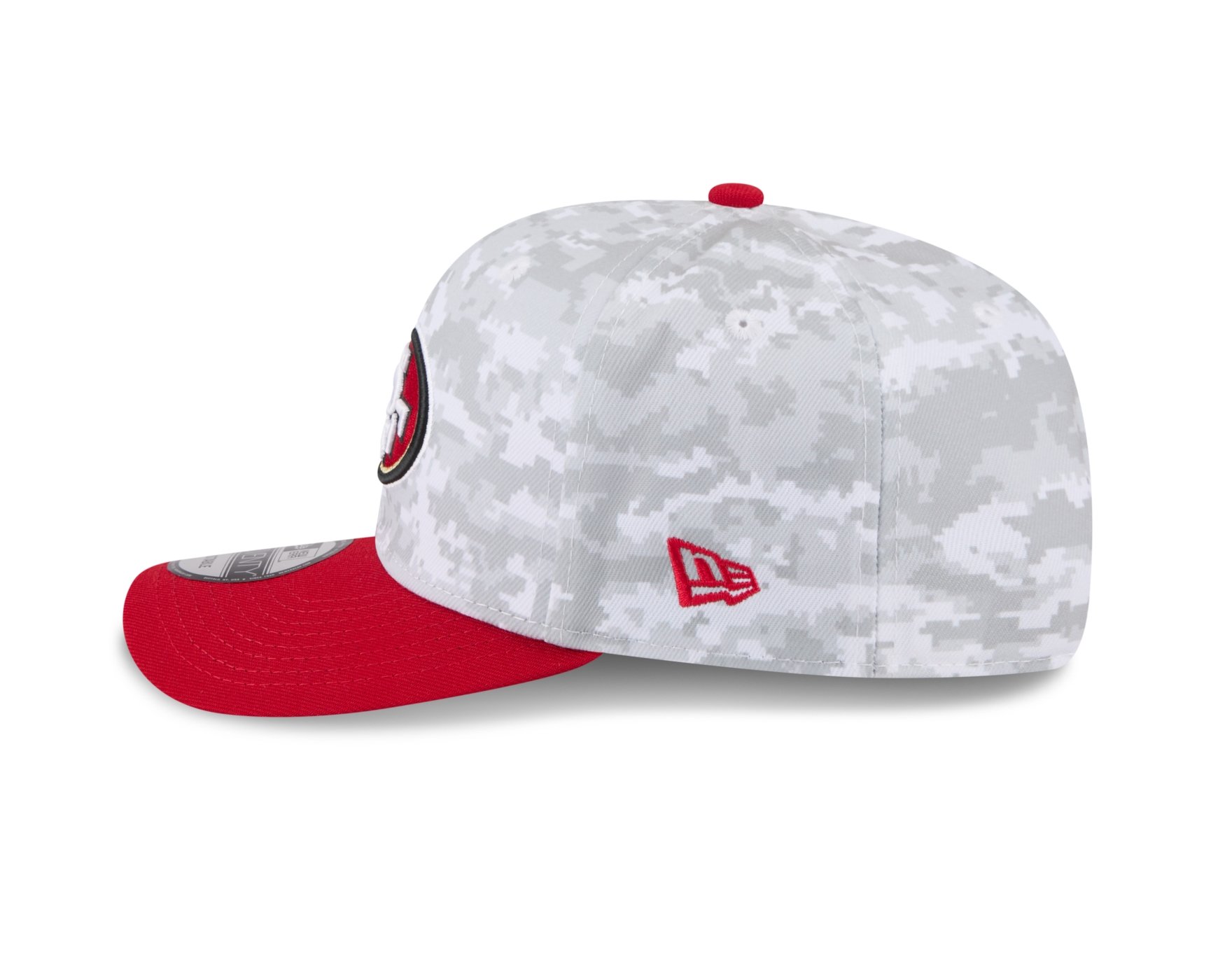 Bone New Era 9SEVENTY San Francisco 49ers NFL Salute Service 2025 Militar Cinza/Vermelho 6