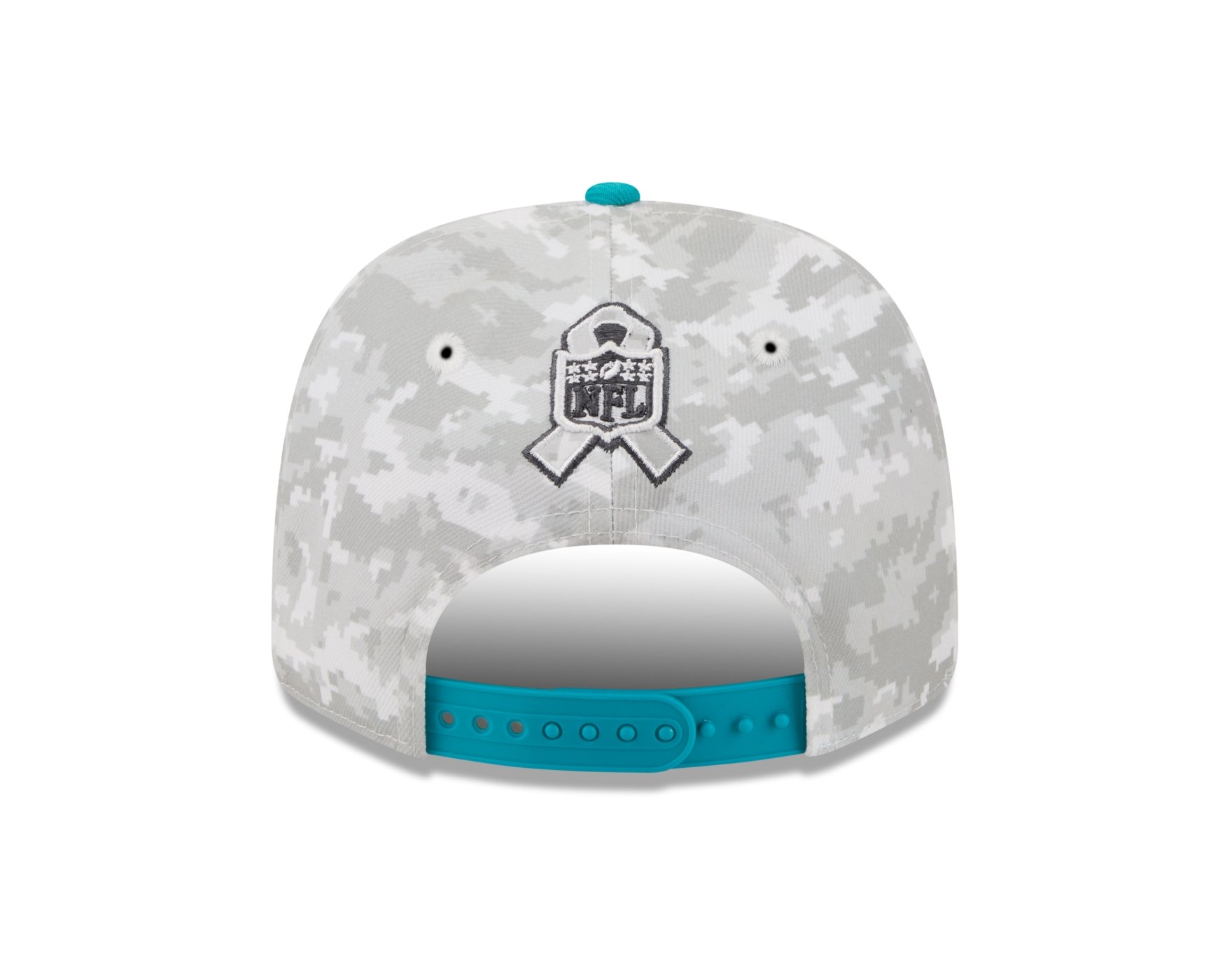 Bone New Era 9SEVENTY Miami Dolphins NFL Salute Service 2025 Verde Cinza/Verde 4