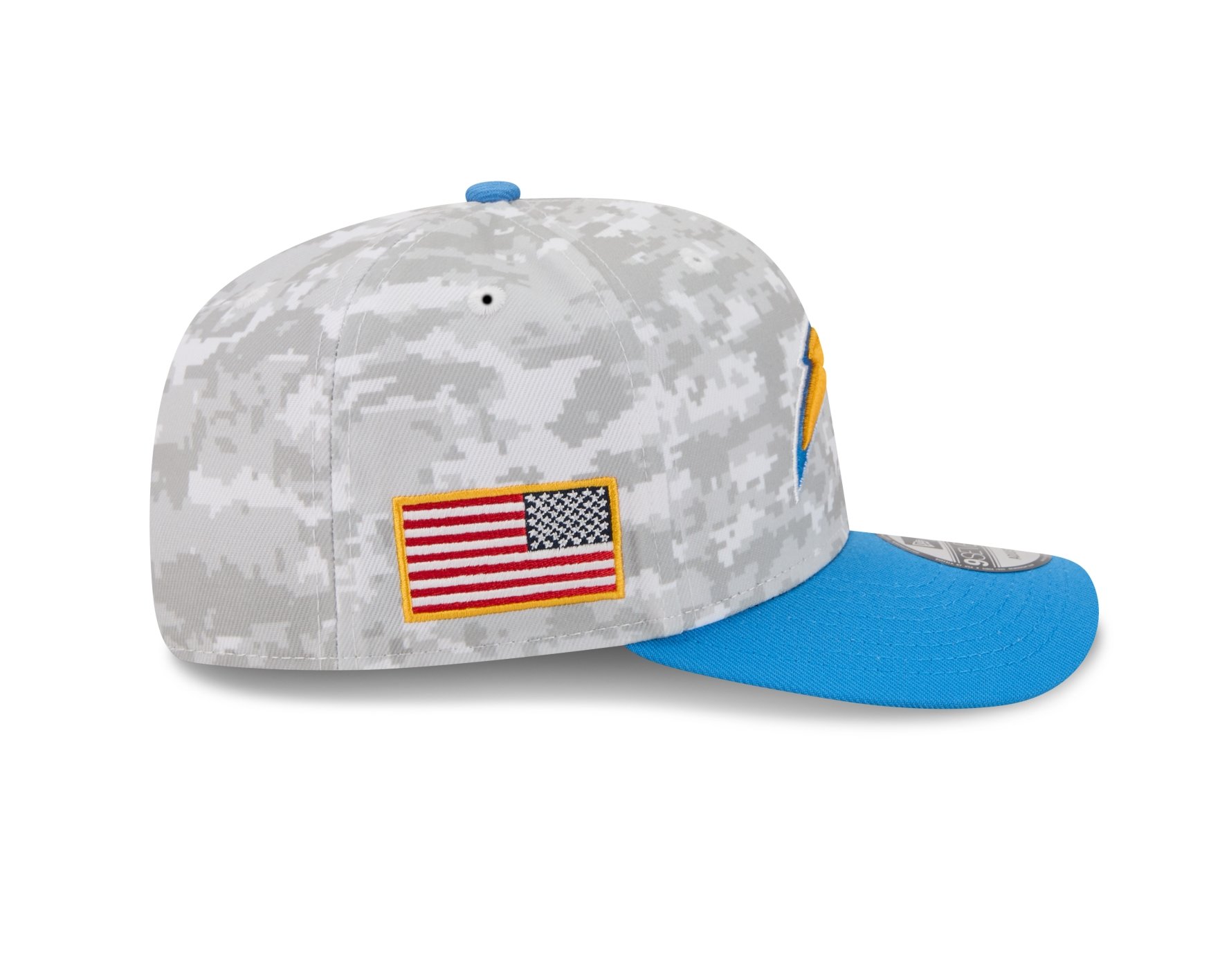 Bone New Era 9SEVENTY Los Angeles Chargers NFL Salute Service 2025 Azul Cinza/Azul 6