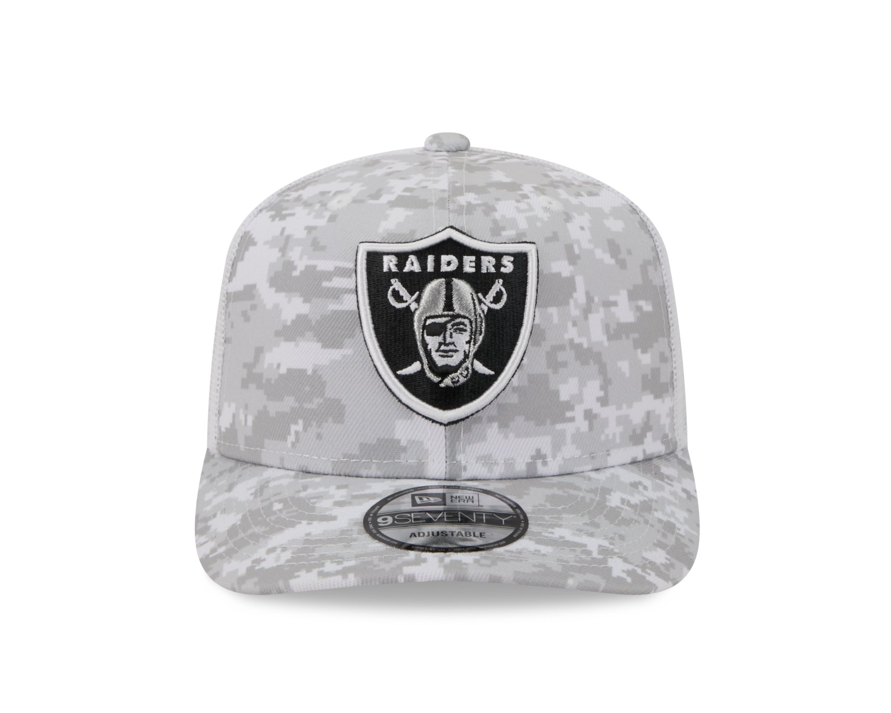Bone New Era 9SEVENTY Las Vegas Raiders NFL Salute Service 2025 Preto Cinza 2