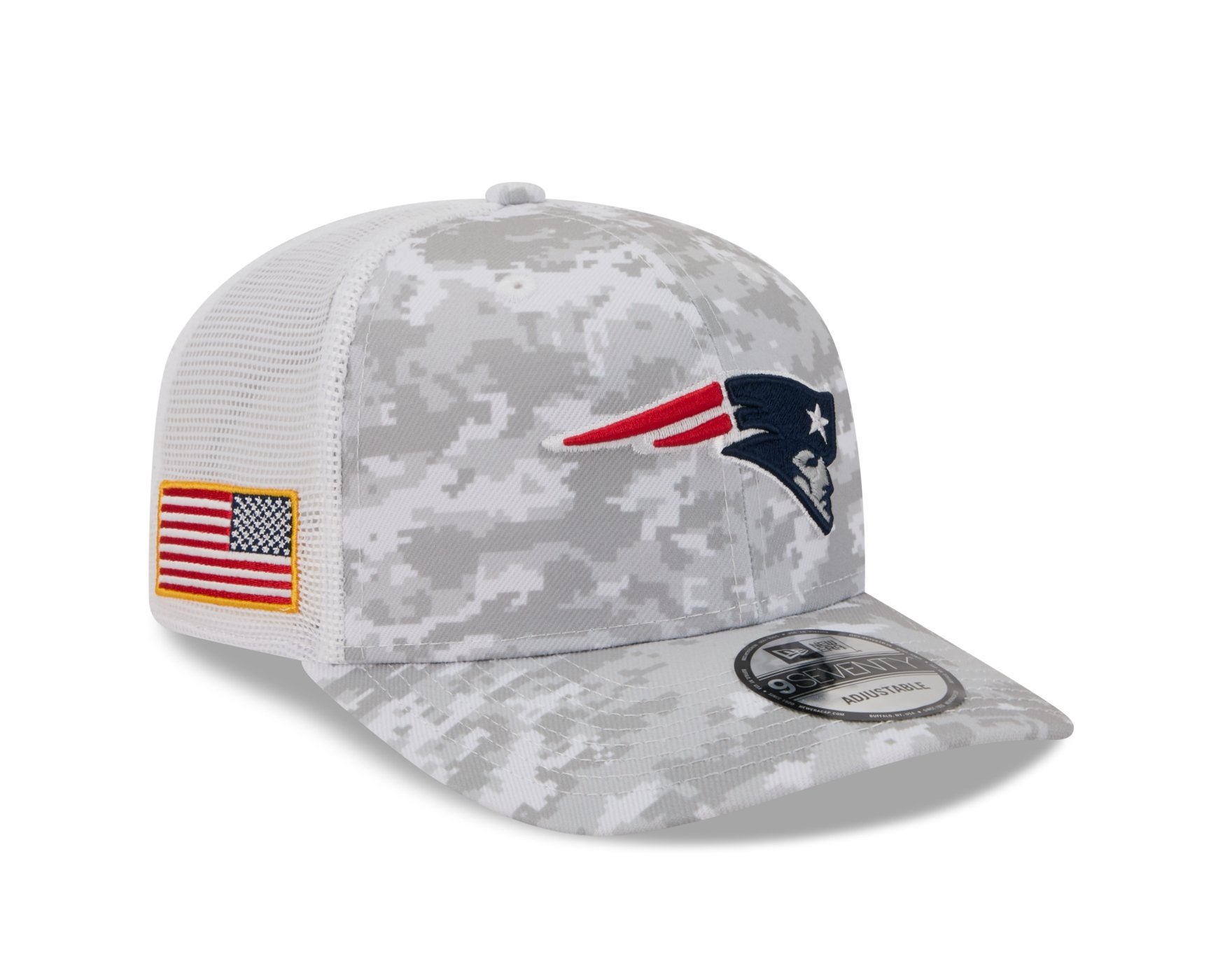 Bone New Era 9SEVENTY New England Patriots NFL Salute Service 2025 Azul Branco 3