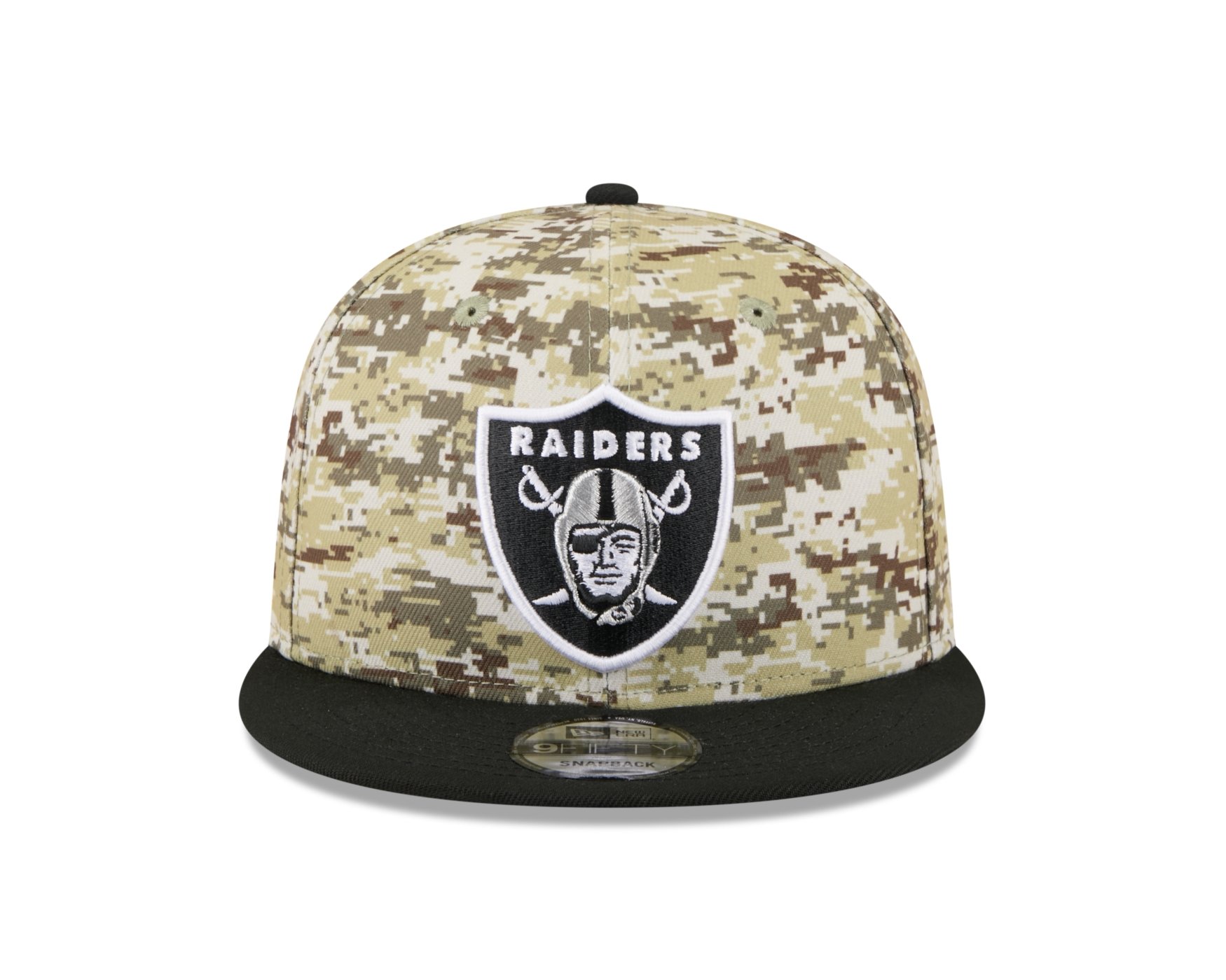 Bone New Era 9FIFTY Las Vegas Raiders NFL Salute Service 2025 Militar Militar/Preto 2