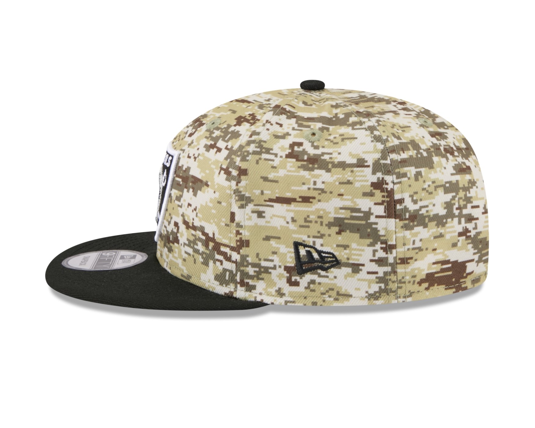 Bone New Era 9FIFTY Las Vegas Raiders NFL Salute Service 2025 Militar Militar/Preto 5