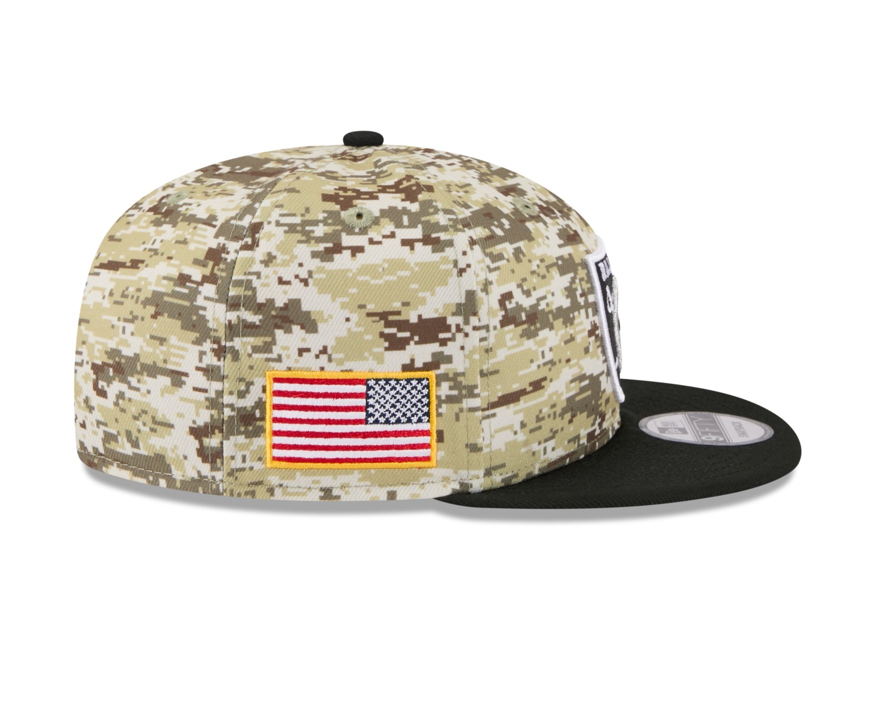 Bone New Era 9FIFTY Las Vegas Raiders NFL Salute Service 2025 Militar Militar/Preto 6