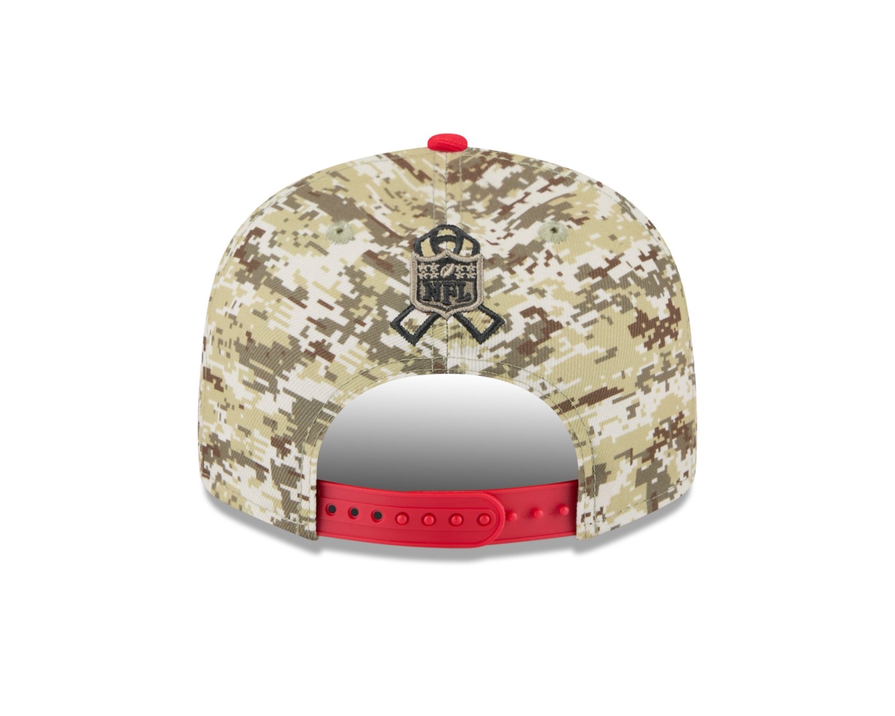 Bone New Era 9FIFTY Kansas City Chiefs NFL Salute Service 2025 Militar Militar/Vermelho 4