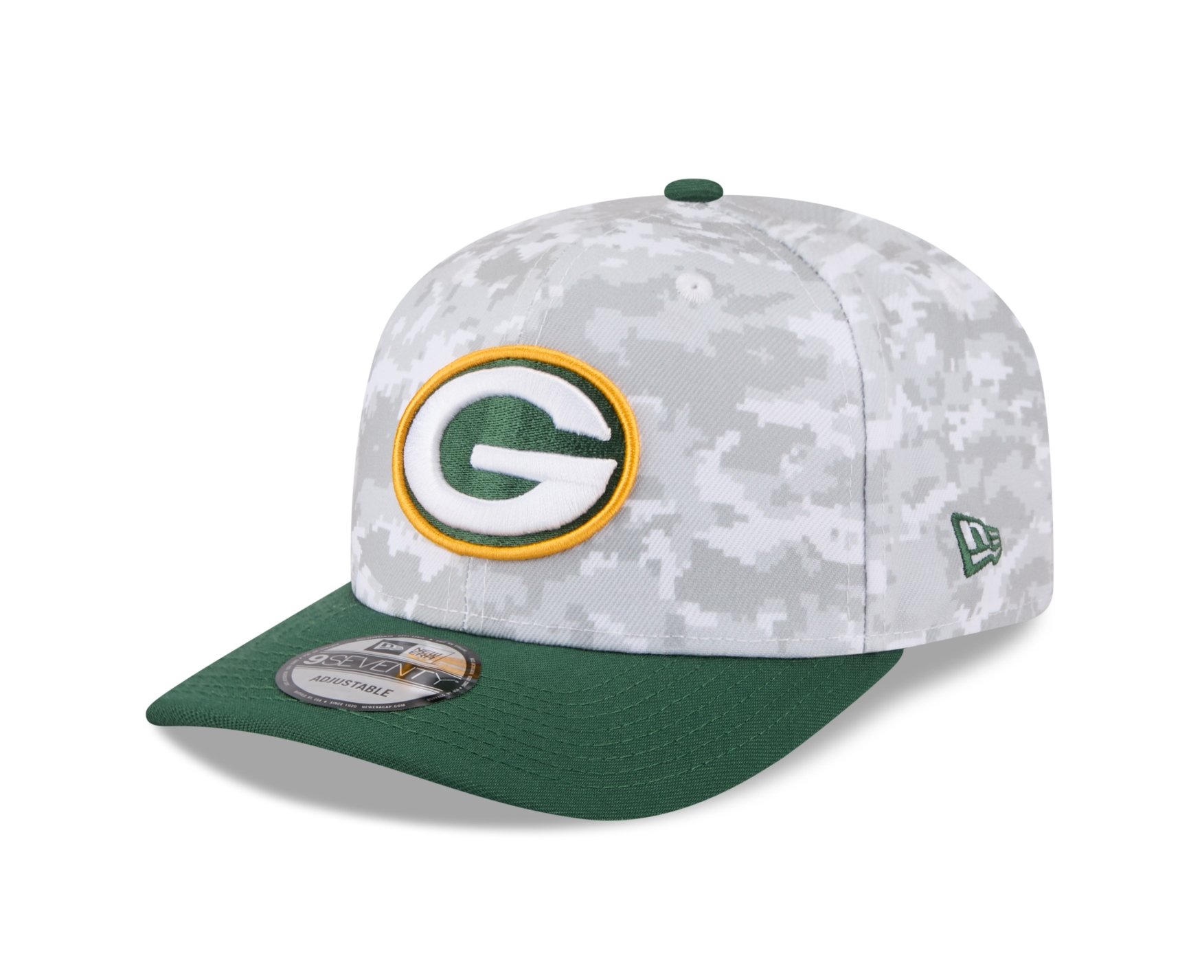 Bone New Era 9SEVENTY Green Bay Packers NFL Salute Service 2025 Militar Cinza/Verde 1