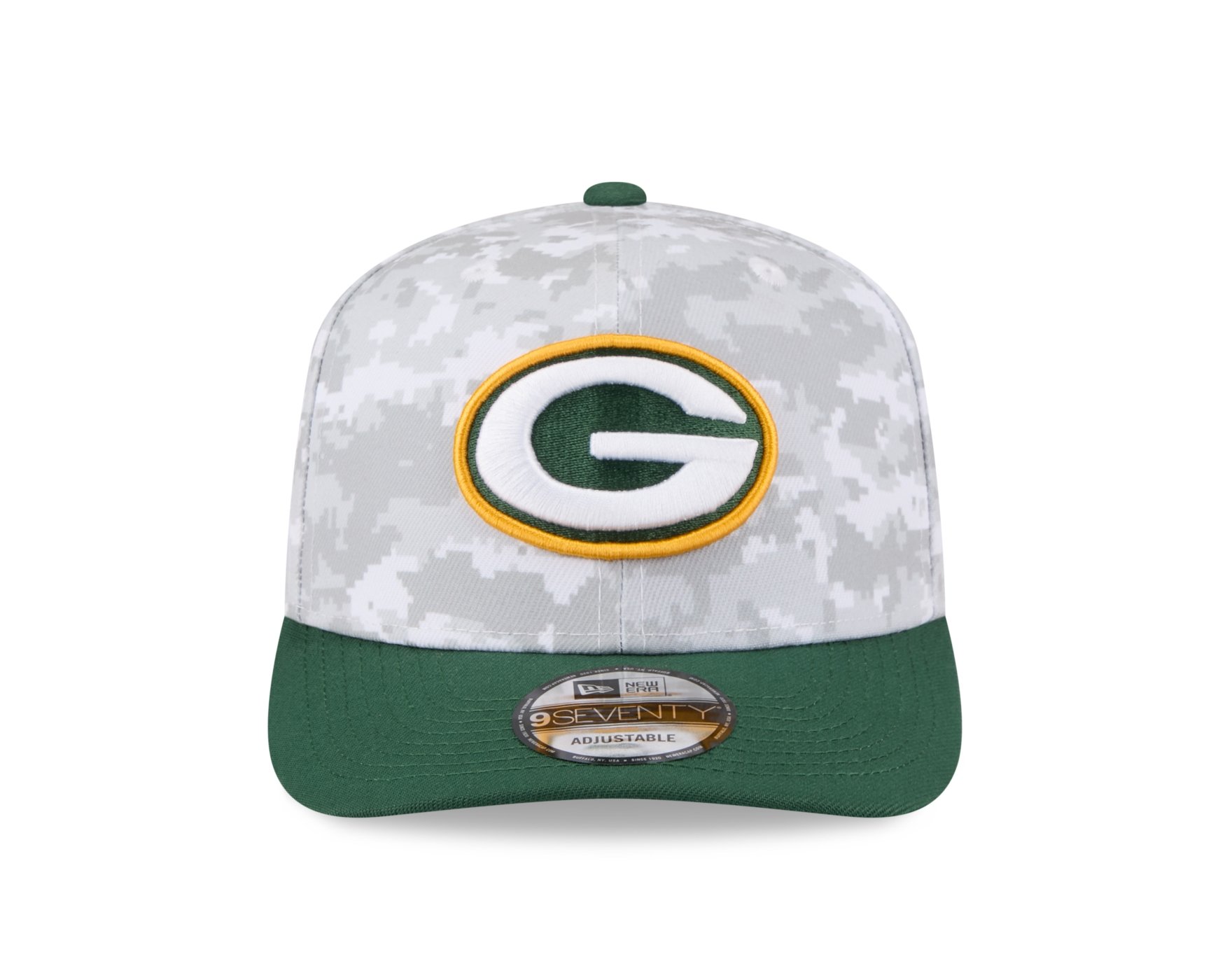 Bone New Era 9SEVENTY Green Bay Packers NFL Salute Service 2025 Militar Cinza/Verde 2