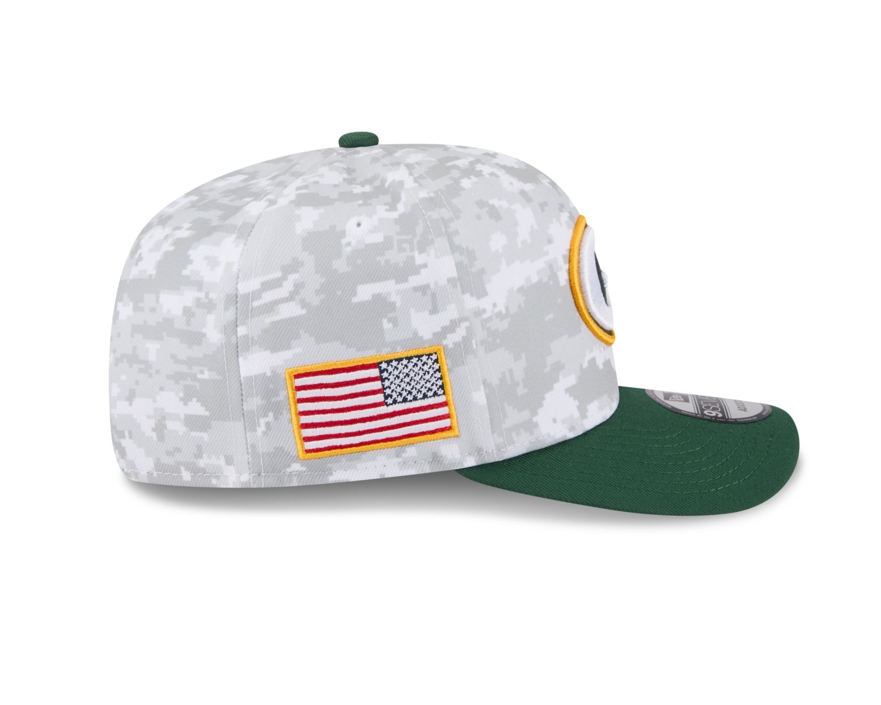 Bone New Era 9SEVENTY Green Bay Packers NFL Salute Service 2025 Militar Cinza/Verde 6