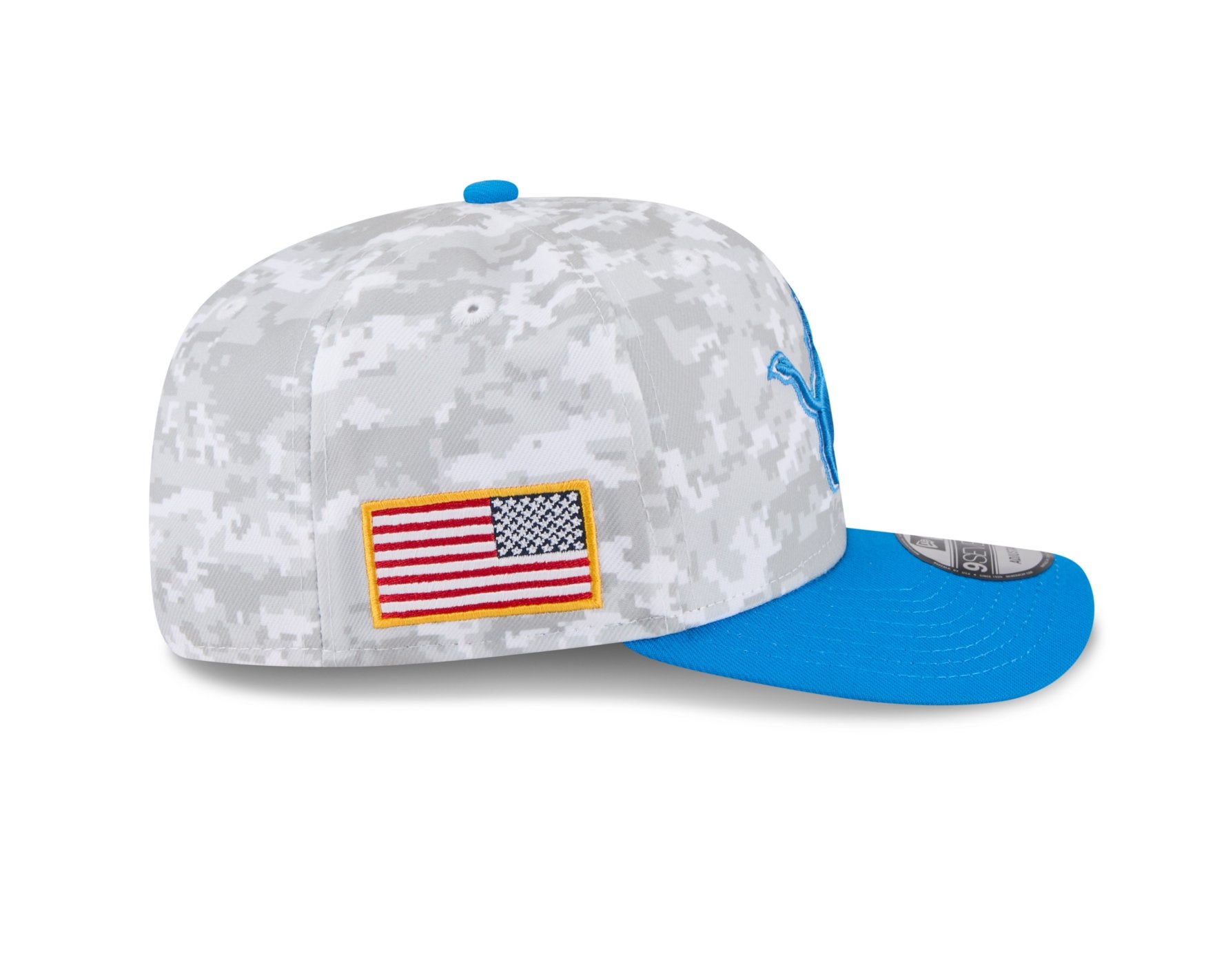 Bone New Era 9SEVENTY Detroit Lions NFL Salute Service 2025 Militar Cinza/Azul 5