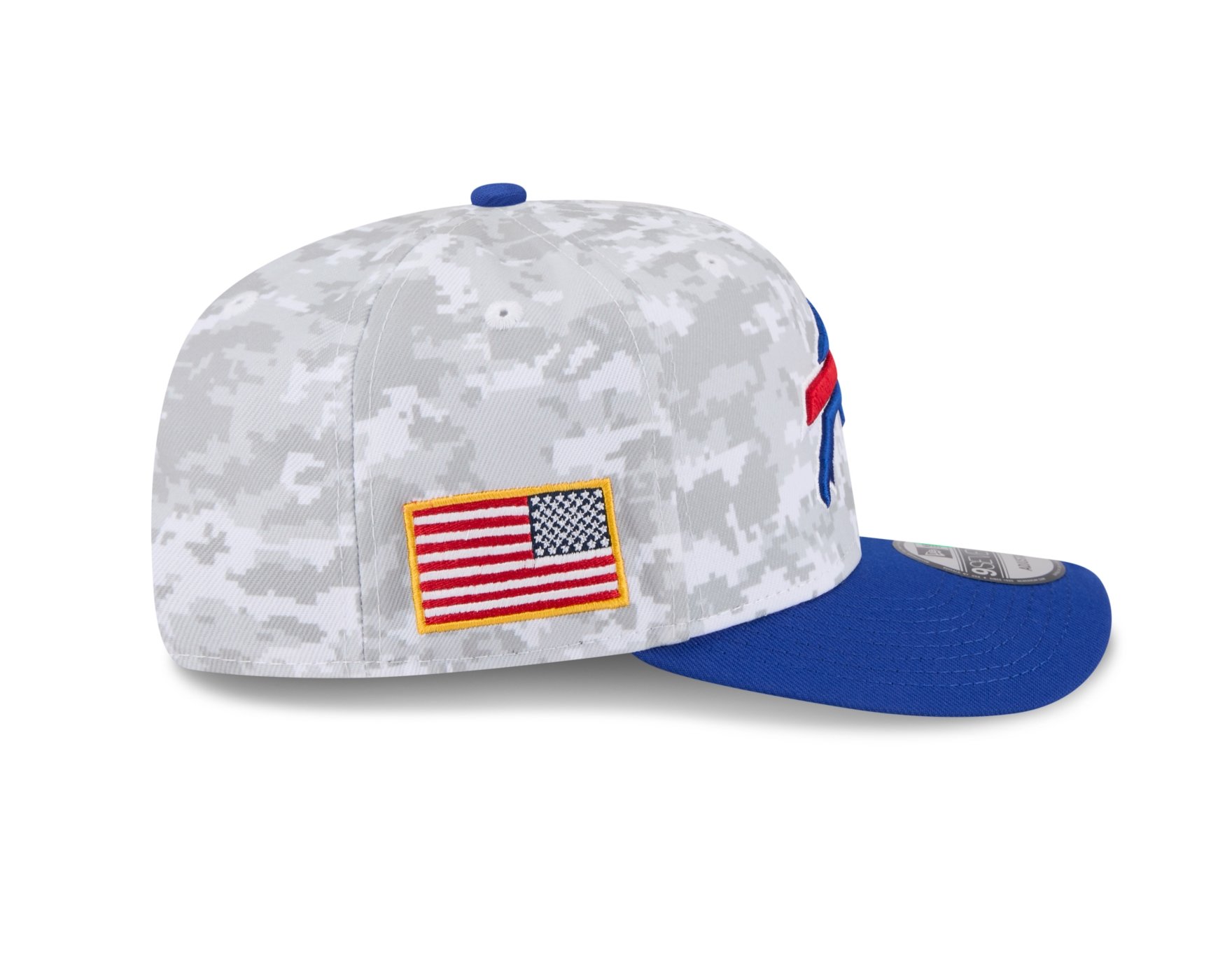 Bone New Era 9SEVENTY Buffalo Bills NFL Salute Service 2025 Militar Cinza/Azul 5