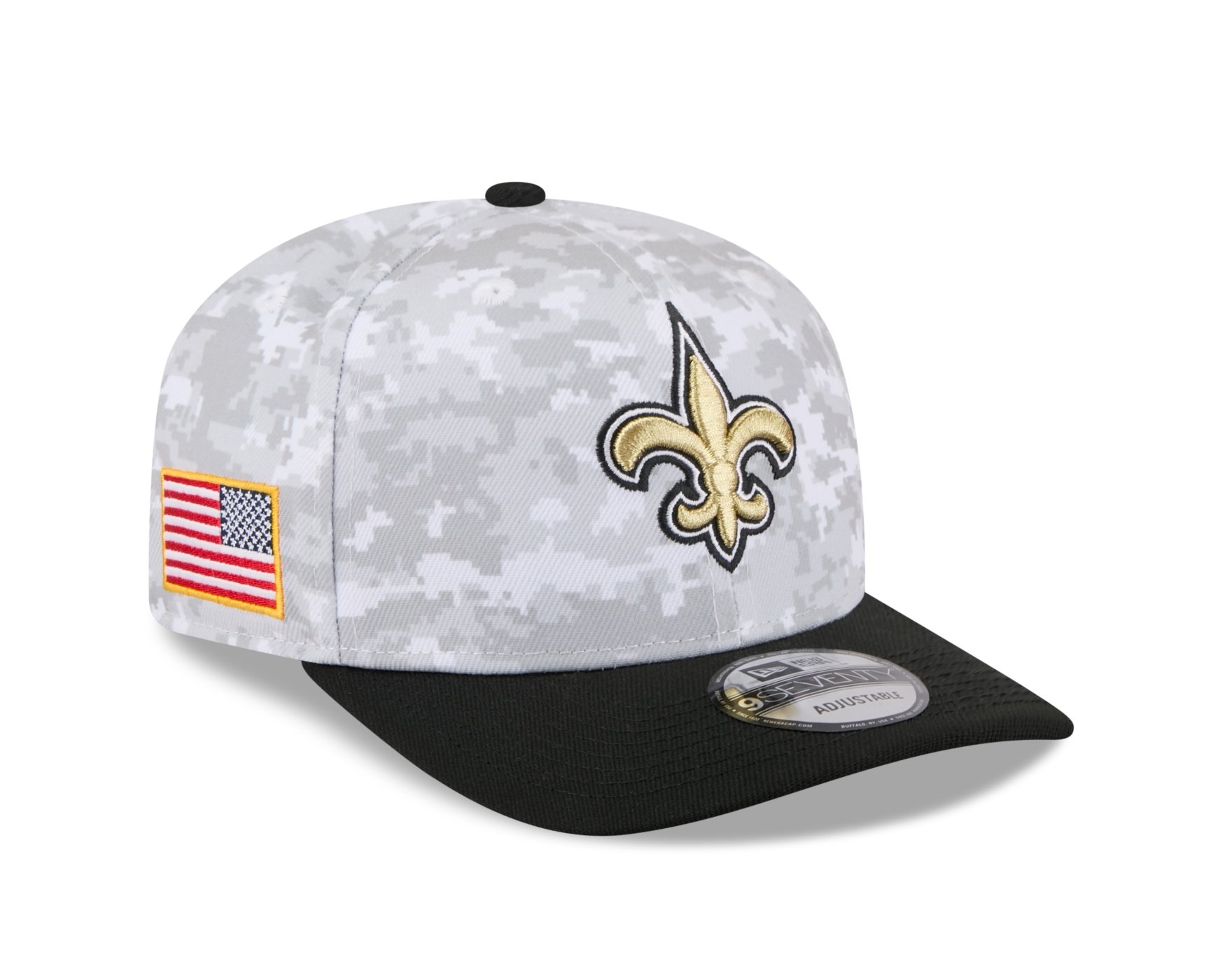 Bone New Era 9SEVENTY New Orleans Saints NFL Salute Service 2025 Militar Cinza/Preto 3
