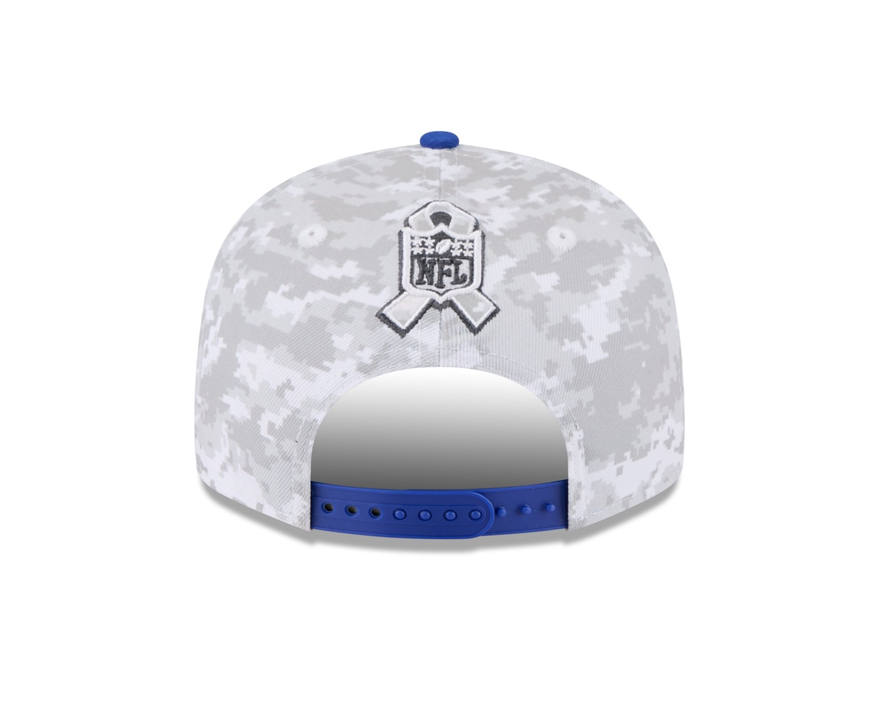 Bone New Era 9FIFTY Buffalo Bills NFL Salute Service 2025 Militar Cinza/Azul 4