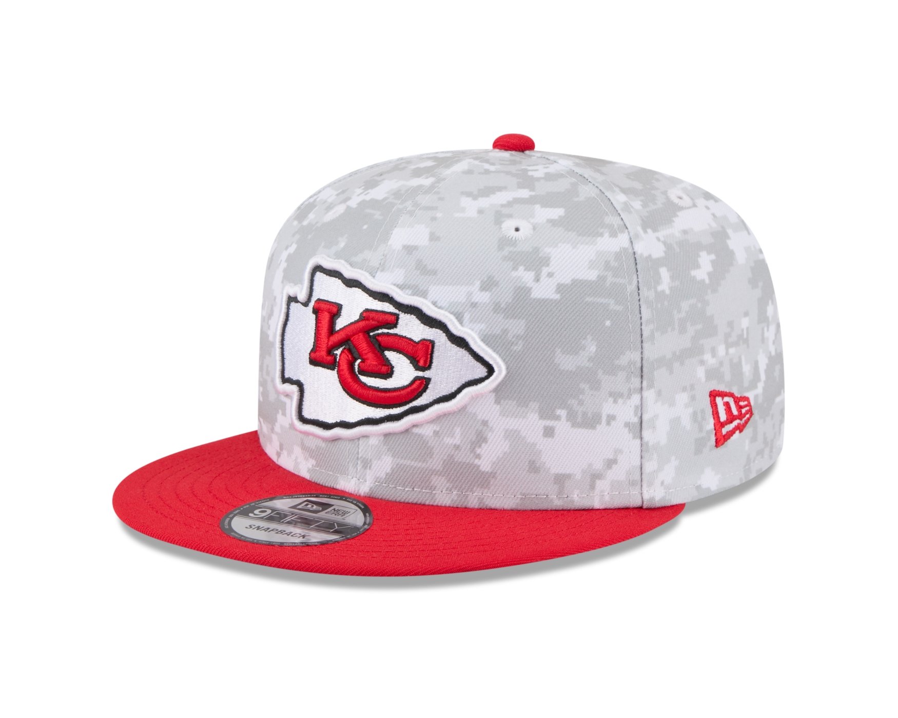 Bone New Era 9FIFTY Kansas City Chiefs NFL Salute Service 2025 Militar Cinza/Vermelho 1