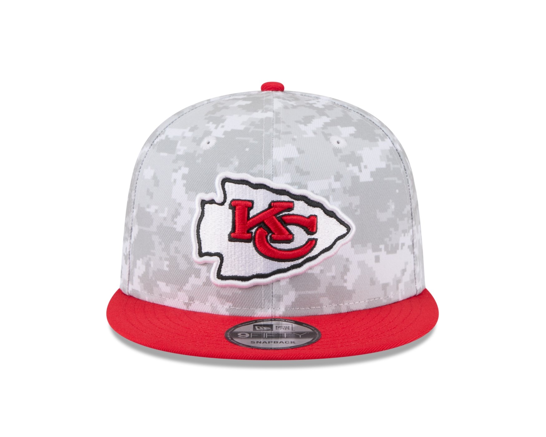 Bone New Era 9FIFTY Kansas City Chiefs NFL Salute Service 2025 Militar Cinza/Vermelho 2