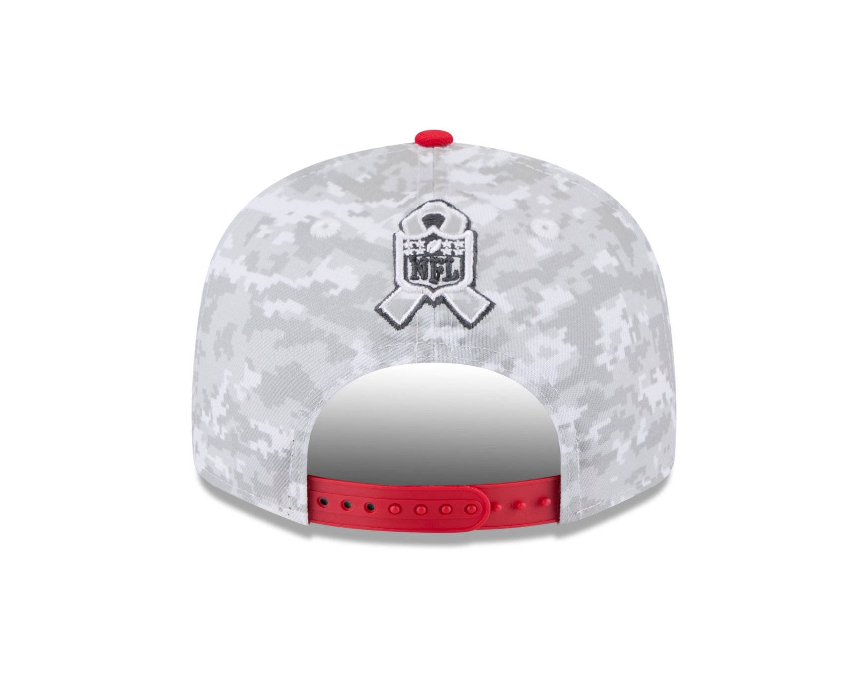 Bone New Era 9FIFTY Kansas City Chiefs NFL Salute Service 2025 Militar Cinza/Vermelho 4