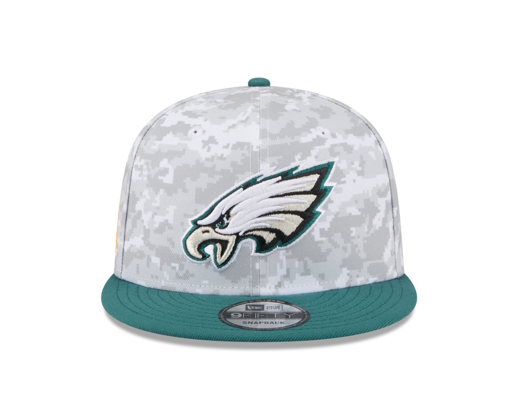 Bone New Era 9FIFTY Philadelphia Eagles NFL Salute Service 2025 Militar Cinza/Verde 2