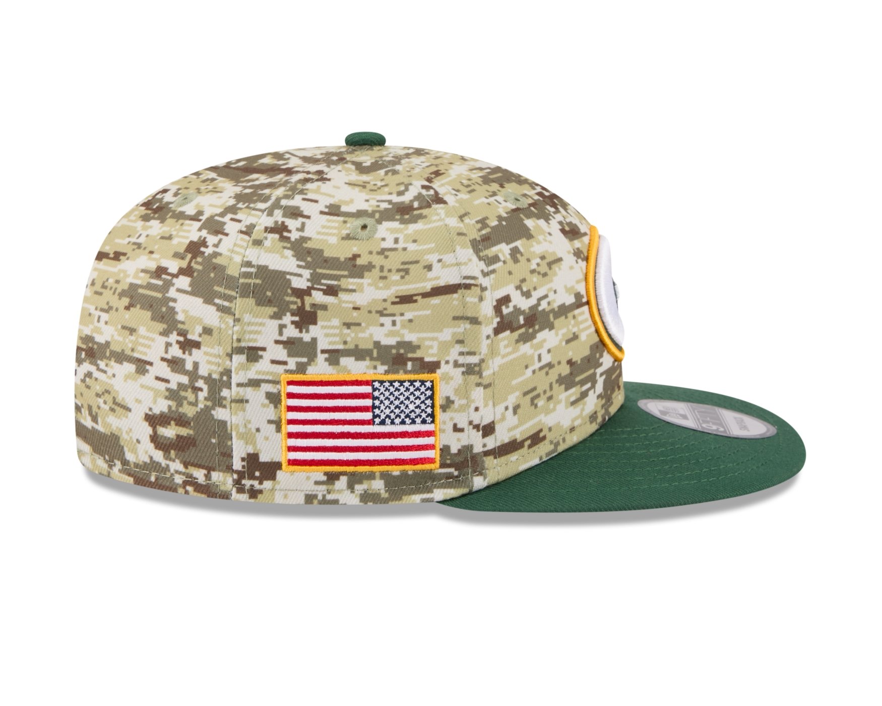 Bone New Era 9FIFTY Green Bay Packers NFL Salute Service 2025 Militar Militar/Verde 6