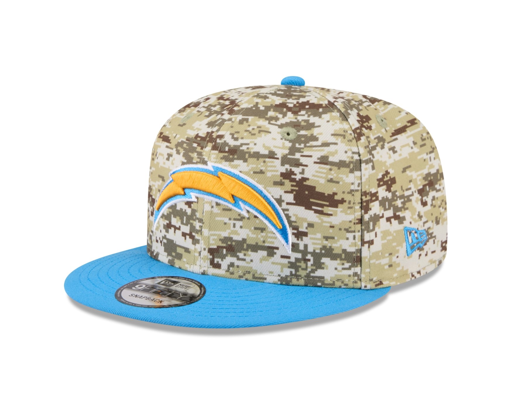 Bone New Era 9FIFTY Los Angeles Chargers NFL Salute Service 2025 Militar Bege/Azul 1