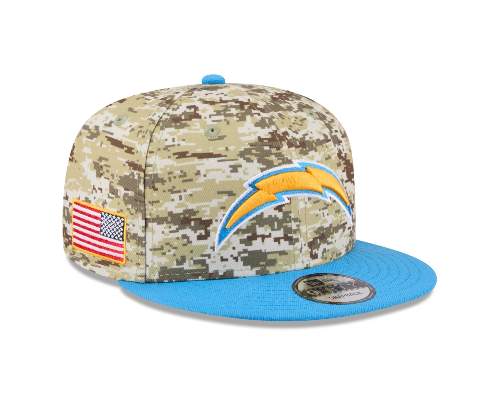 Bone New Era 9FIFTY Los Angeles Chargers NFL Salute Service 2025 Militar Bege/Azul 3