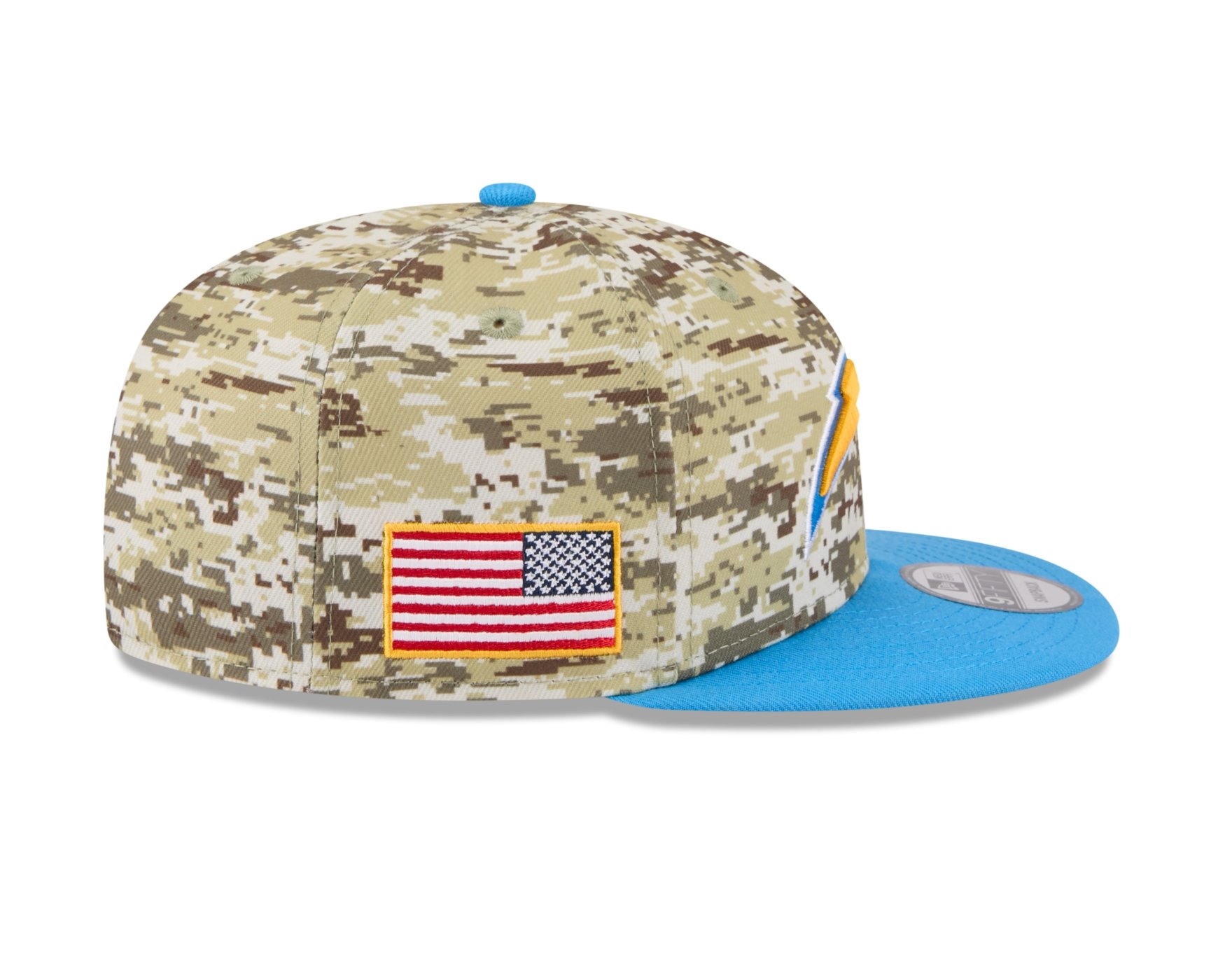 Bone New Era 9FIFTY Los Angeles Chargers NFL Salute Service 2025 Militar Bege/Azul 6